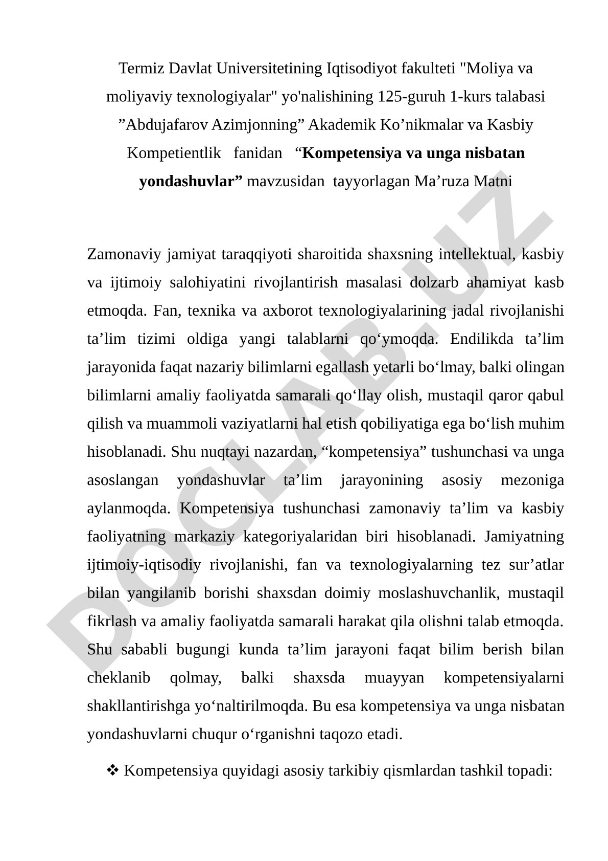 Kompetensiya va unga nisbatan yondashuvlar