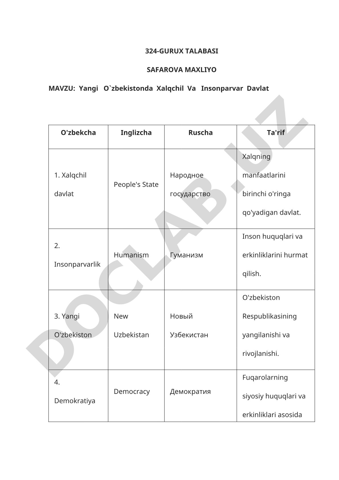 Yangi O'zbekistonda Xalqchil Va Insonparvar Davlat