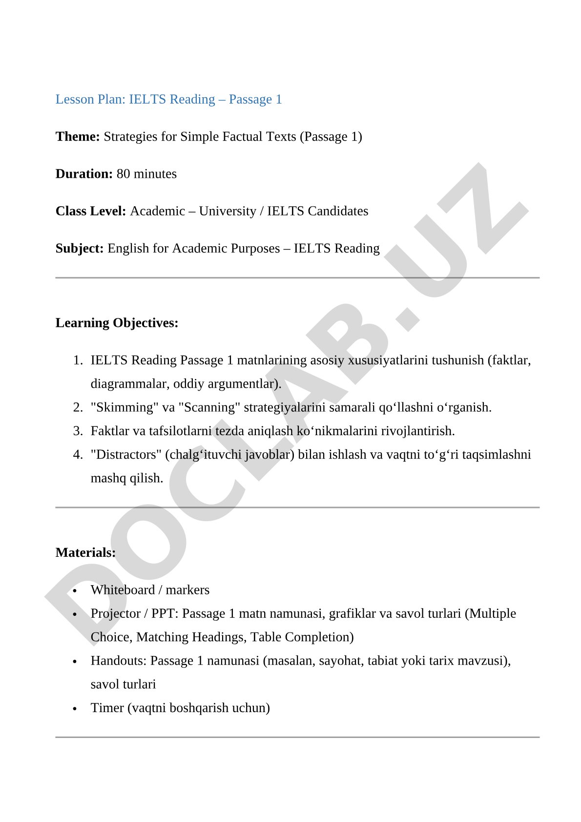 IELTS Reading Passage 1 Strategies for Simple Factual Texts