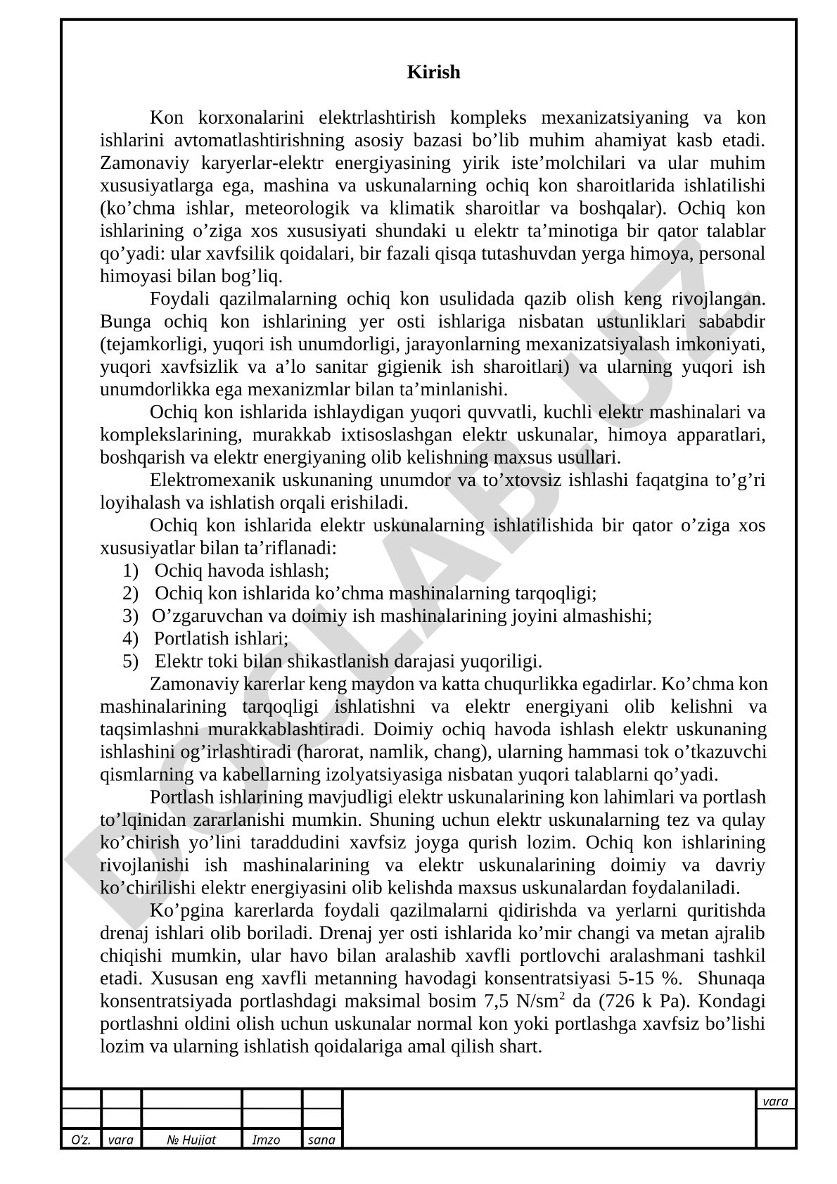 Kon korxonalarini elektrlashtirish va ochiq kon ishlarining elektr ta'minoti