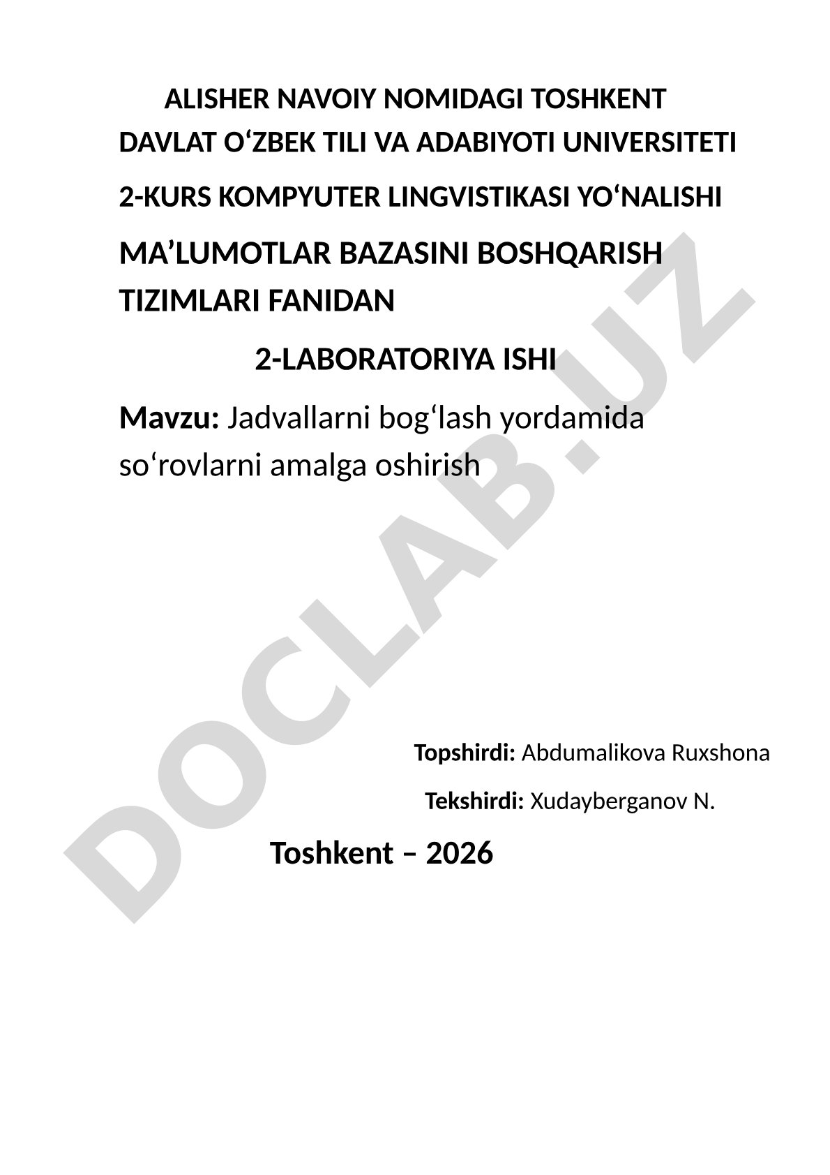 Jadvallarni bog‘lash yordamida so‘rovlarni amalga oshirish