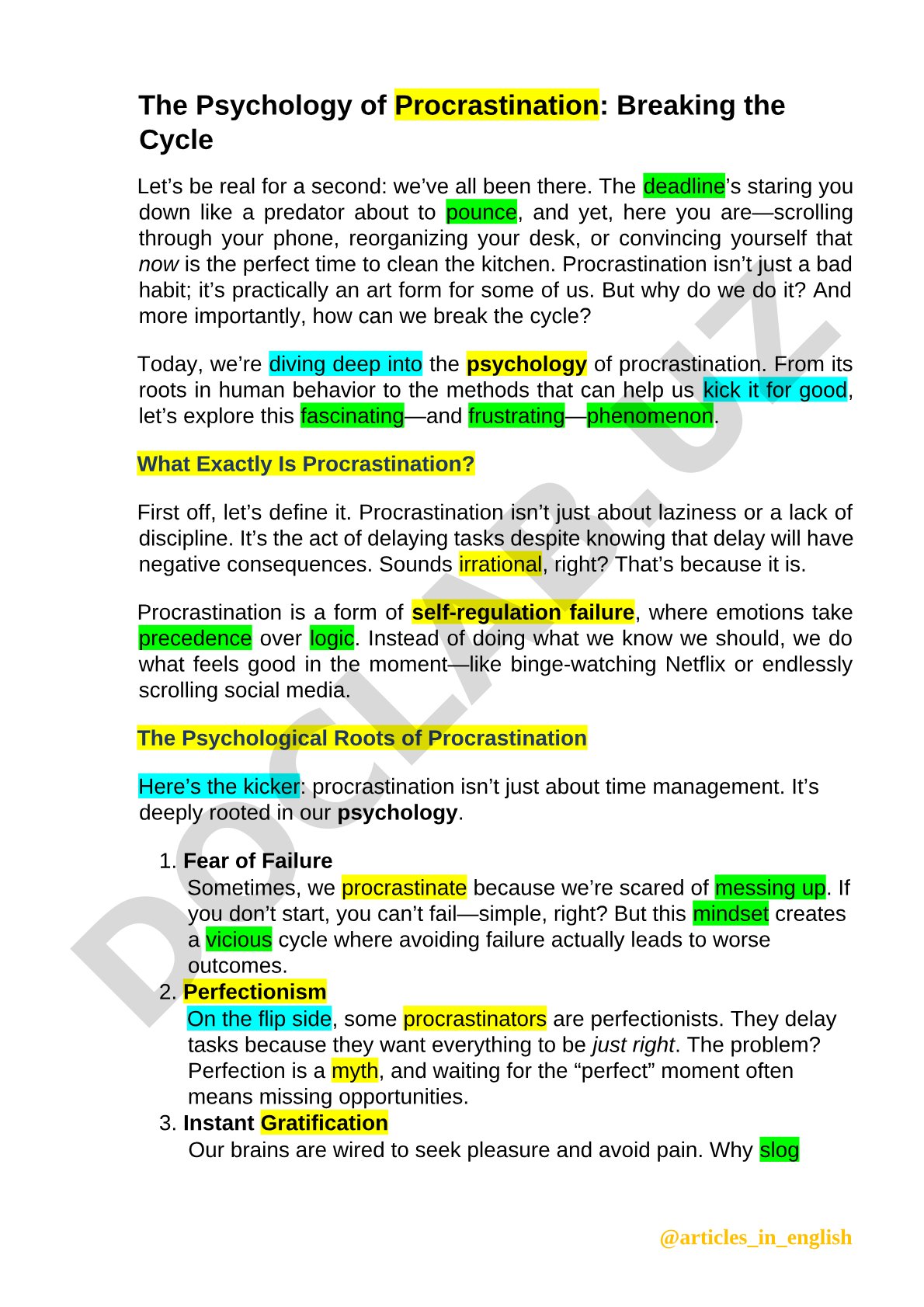 The Psychology of Procrastination: Breaking the Cycle
