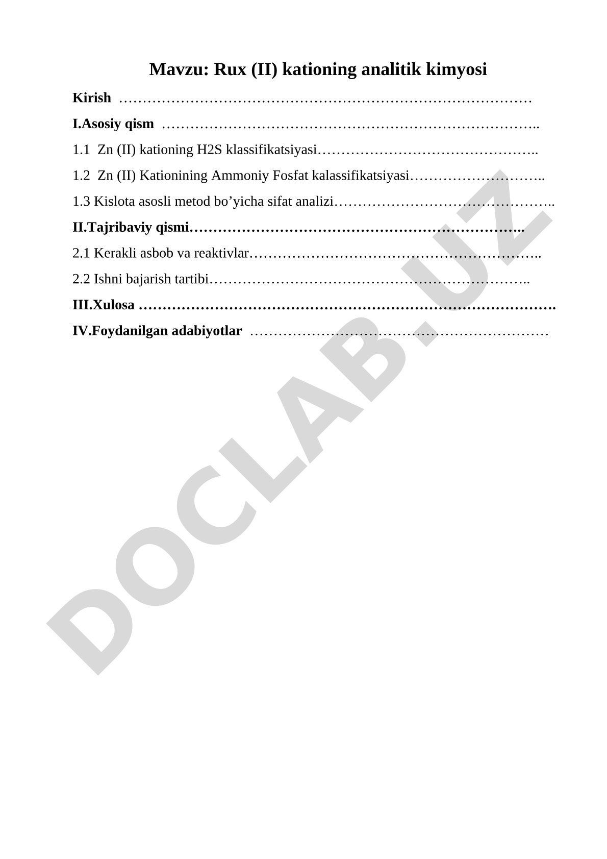 Rux (II) kationing analitik kimyosi