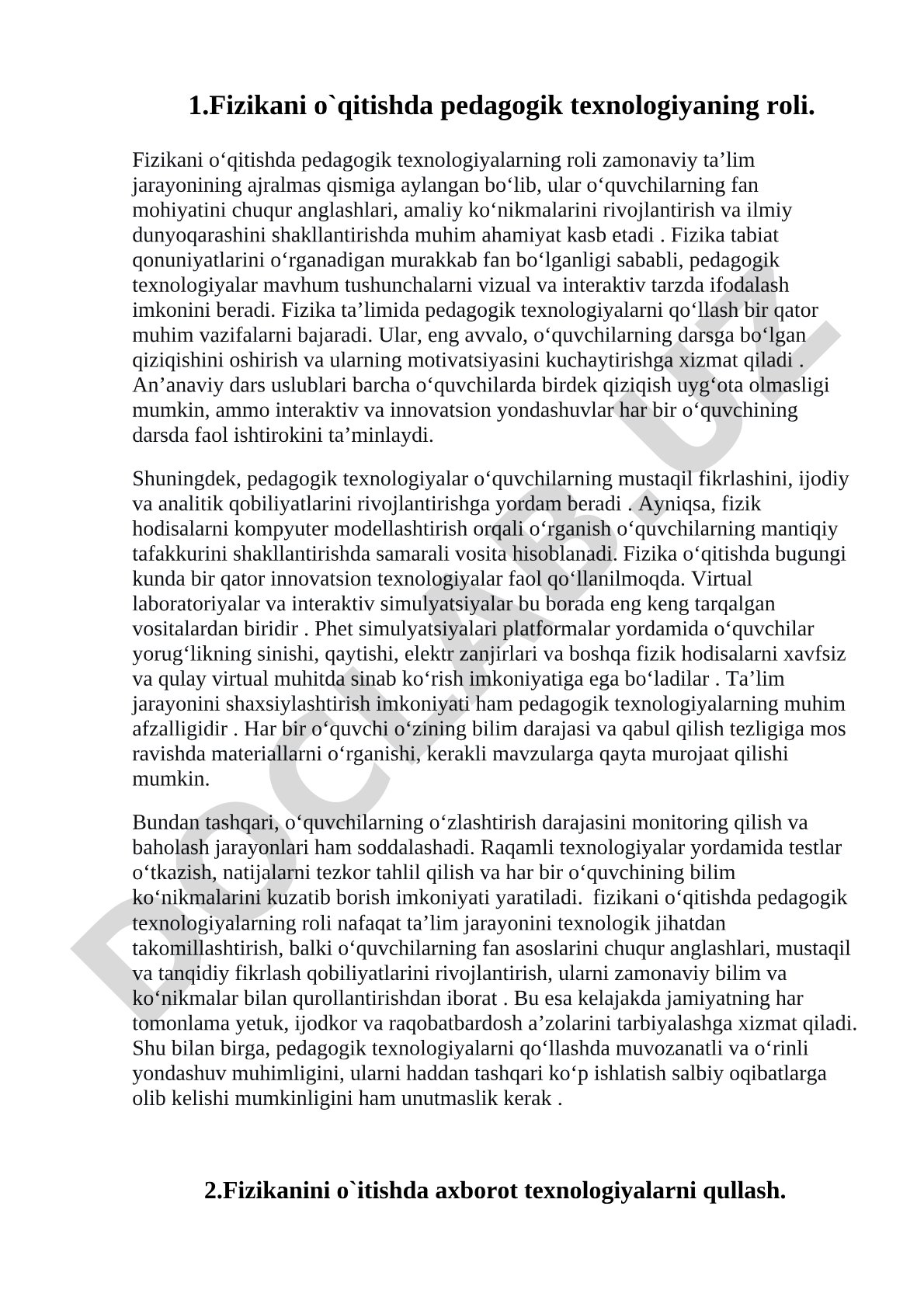 Fizikani o'qitishda pedagogik texnologiyaning roli