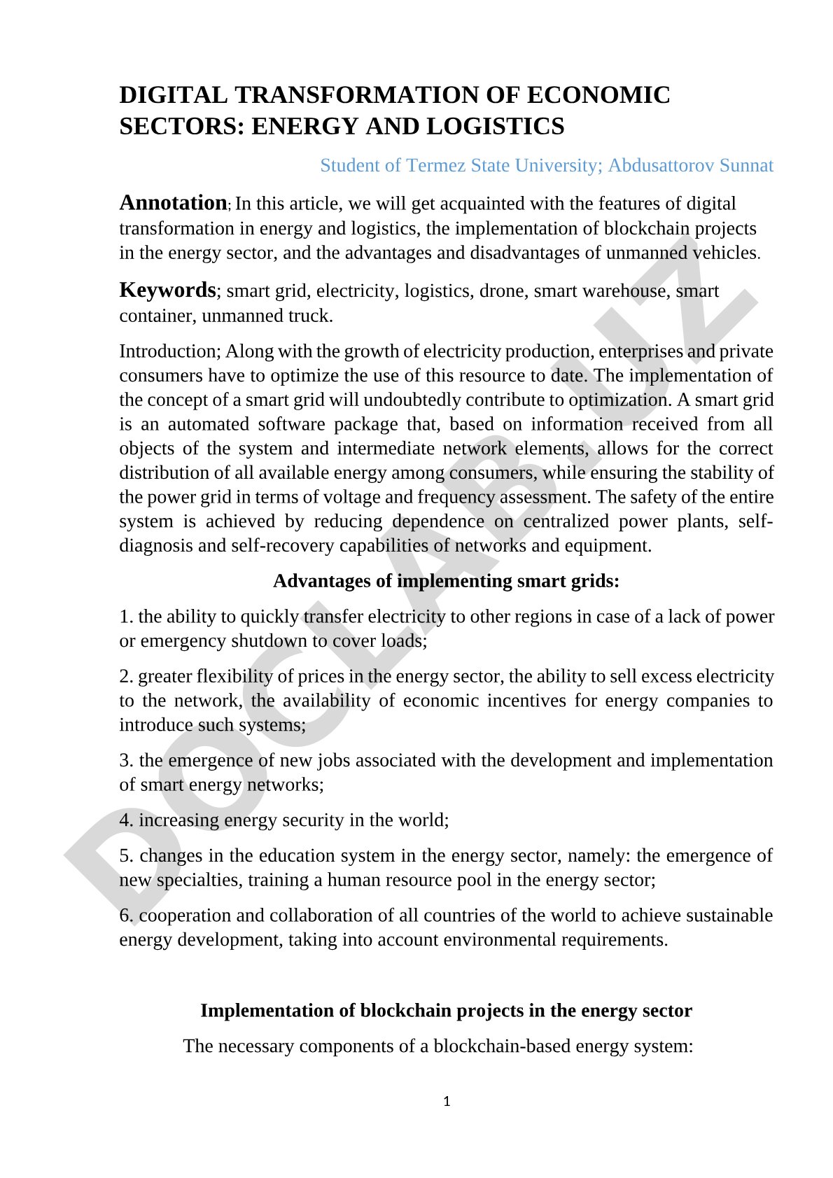 Digital Transformation of Economic Sectors: Energy and Logistics