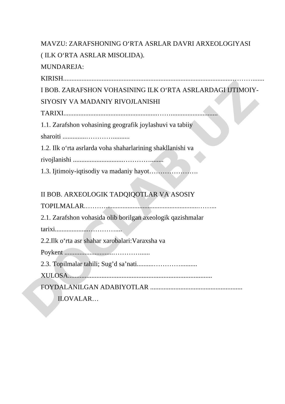 Zarafshonning o‘rta asrlar davri arxeologiyasi (ilk o‘rta asrlar misolida)