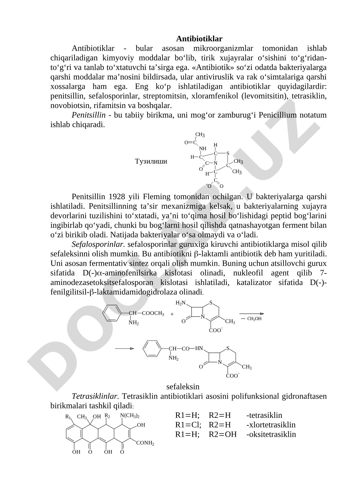 Antibiotiklar va ularning ta'sir mexanizmi