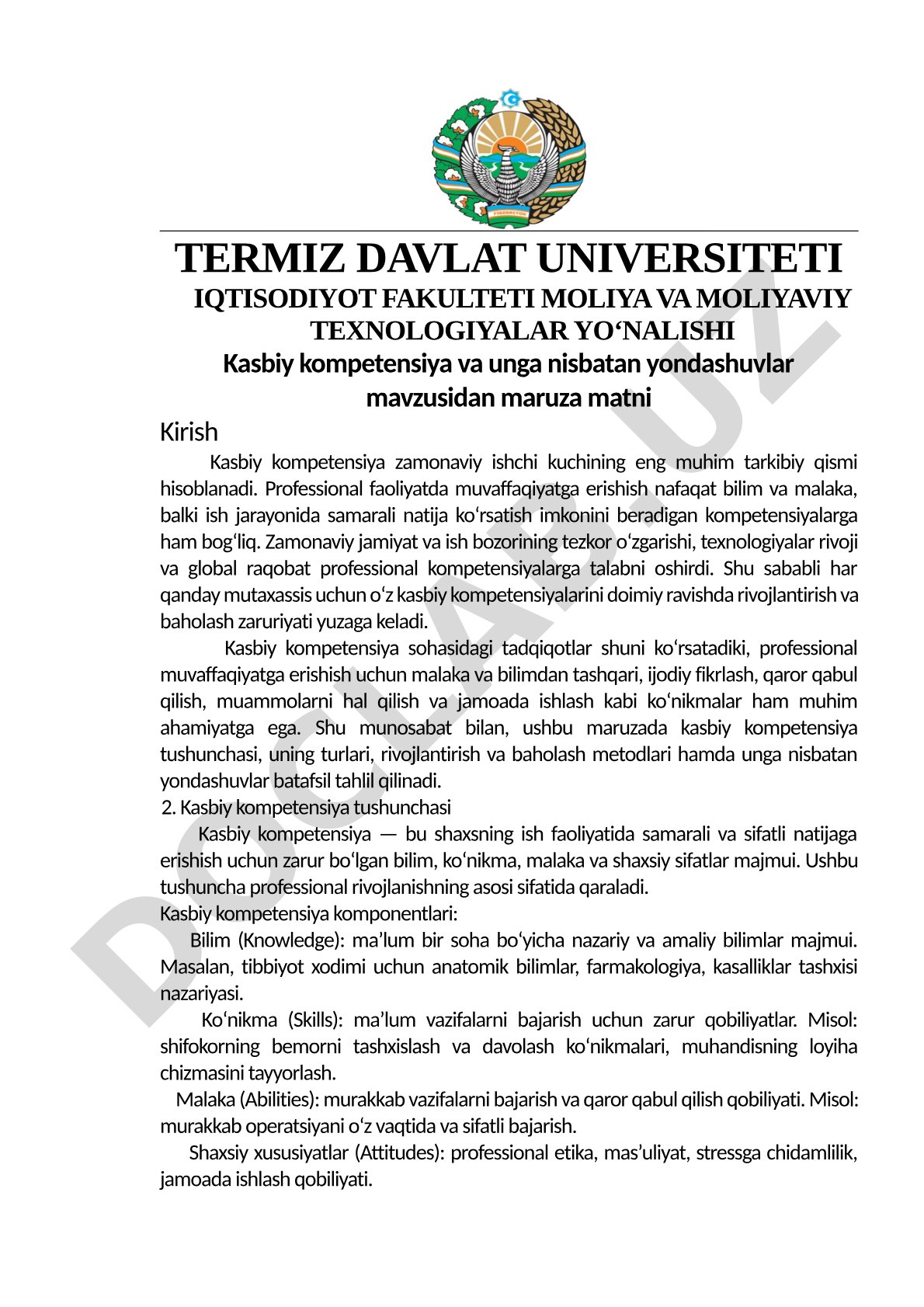 Kasbiy kompetensiya va unga nisbatan yondashuvlar