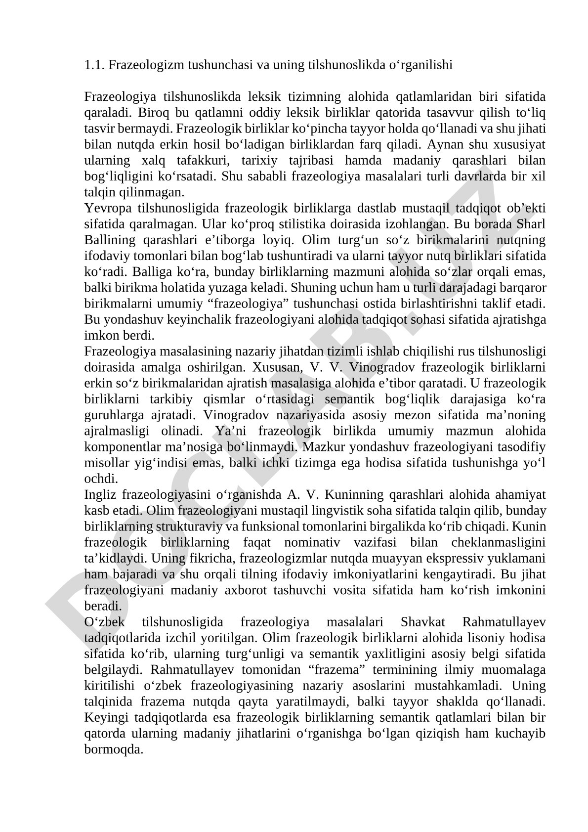 Frazeologizm tushunchasi va uning tilshunoslikda o‘rganilishi