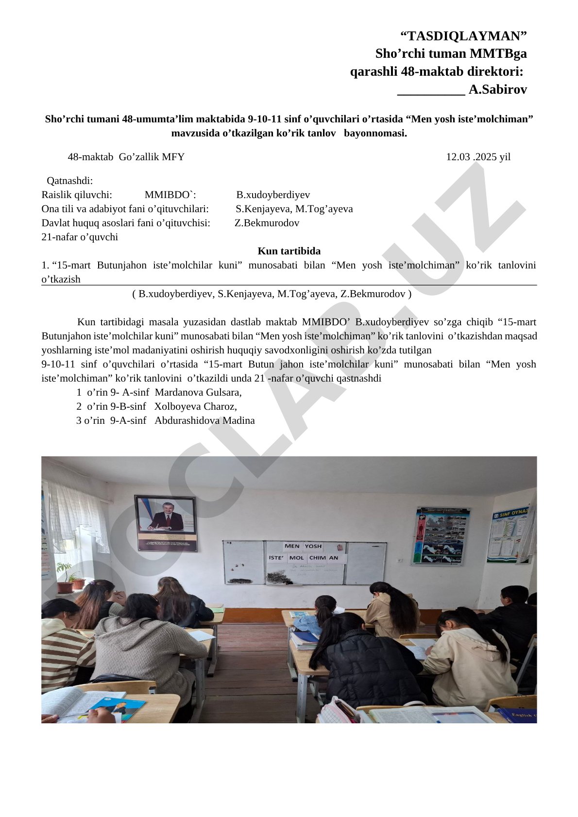 Men yosh iste'molchiman ko'rik tanlovi bayonnomasi