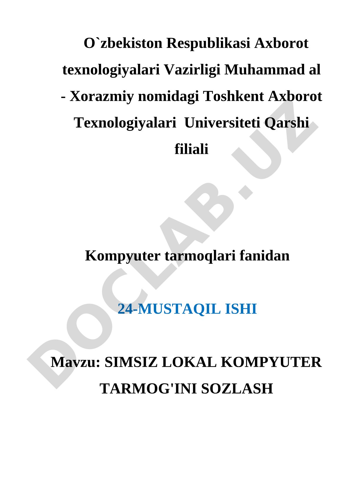Simsiz lokal kompyuter tarmog'ini sozlash