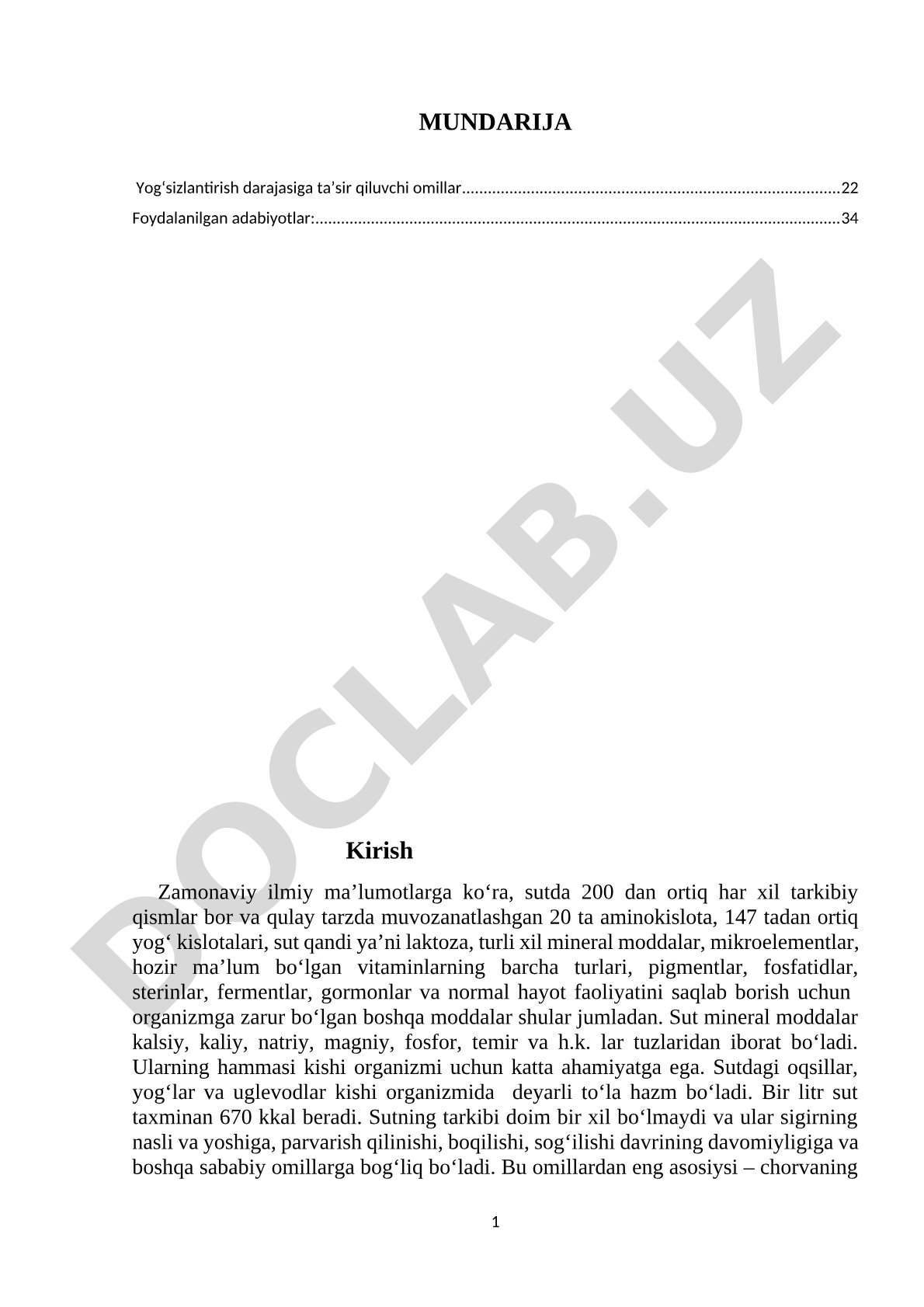 Sut mahsulotlarini ishlab chiqarish texnologiyasi