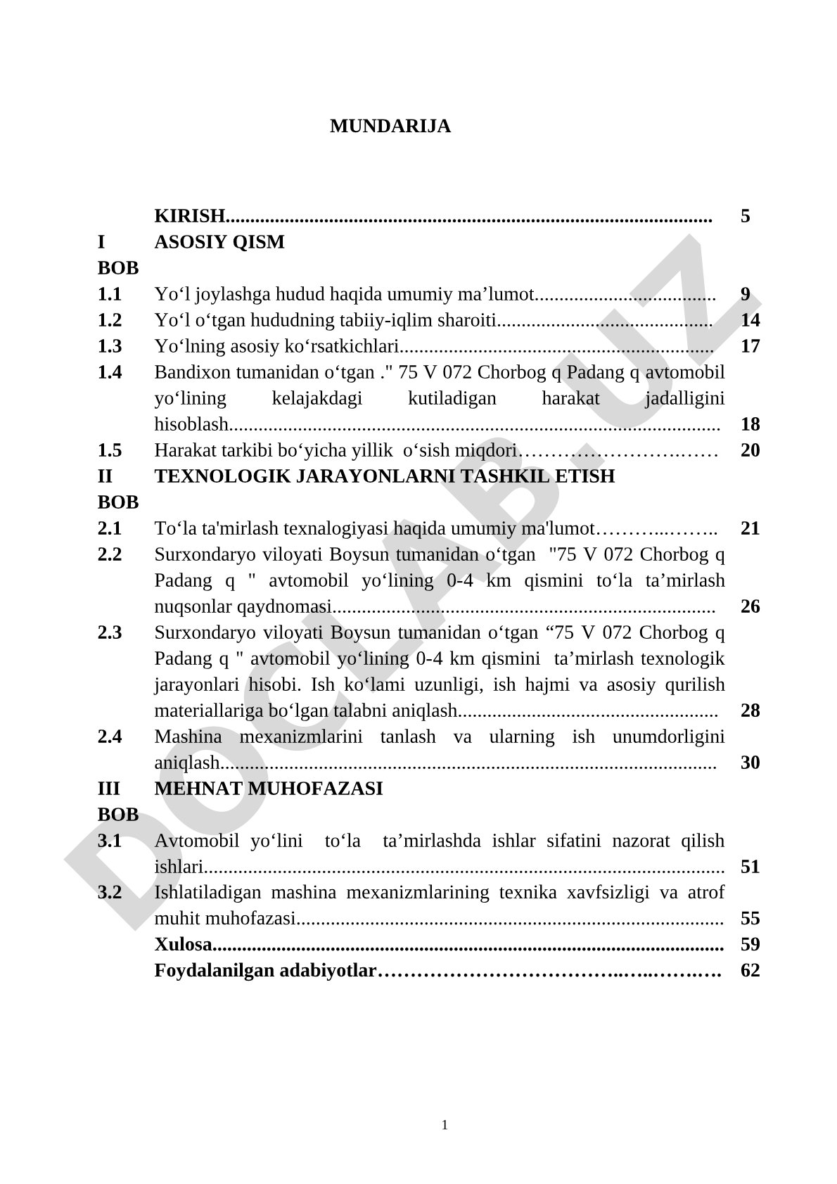 75 V 072 Chorbog q Padang q avtomobil yo‘lining 0-4 km qismini to‘la ta’mirlash