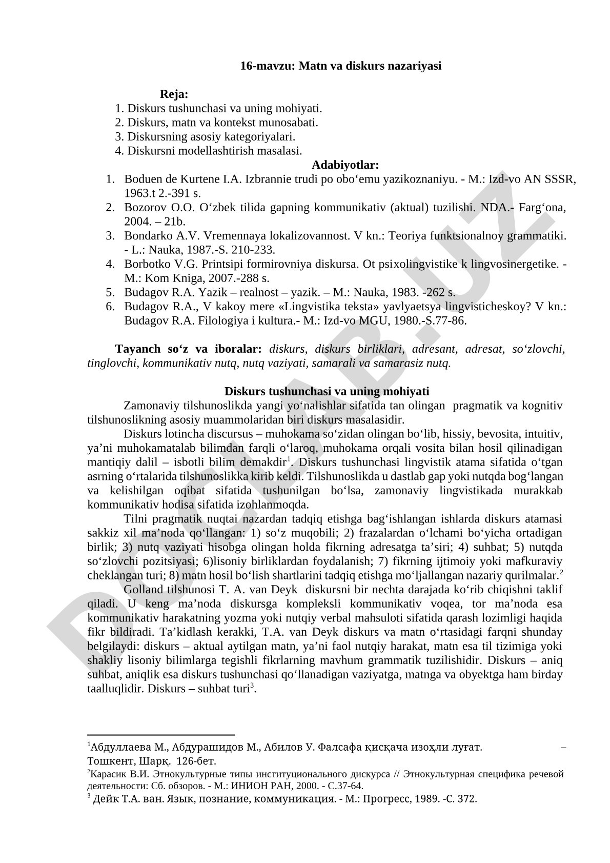 Matn va diskurs nazariyasi