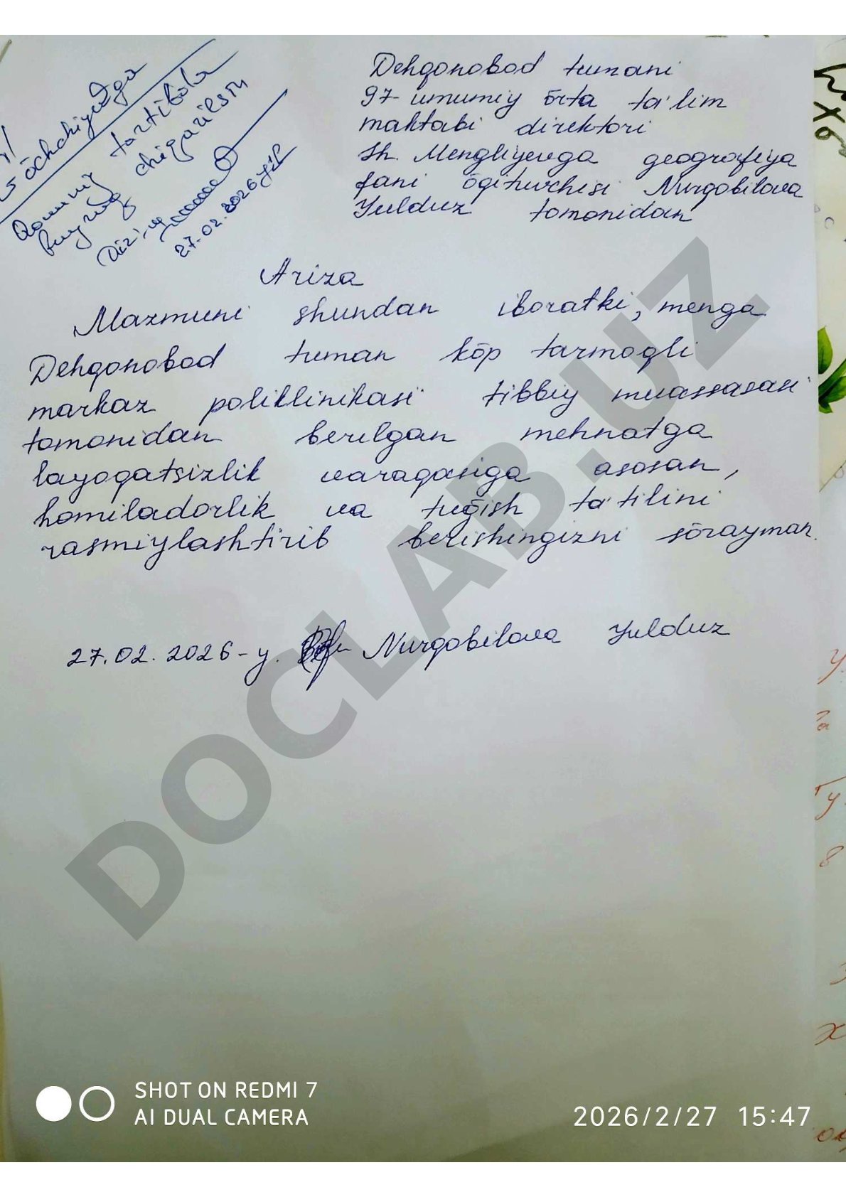Vaqtincha mehnatga layoqatsizlik varaqasi