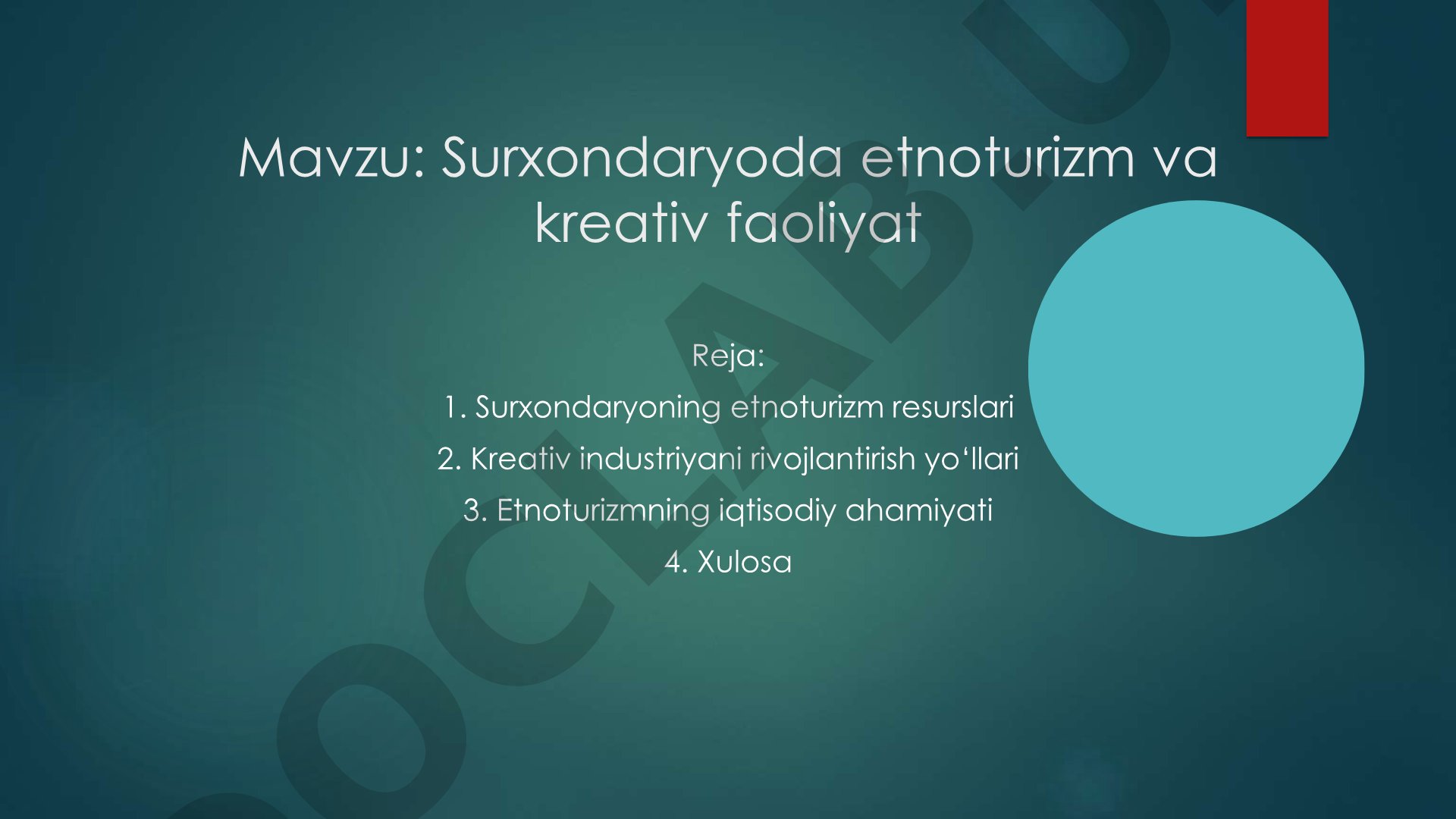 Surxondaryoda etnoturizm va kreativ faoliyat