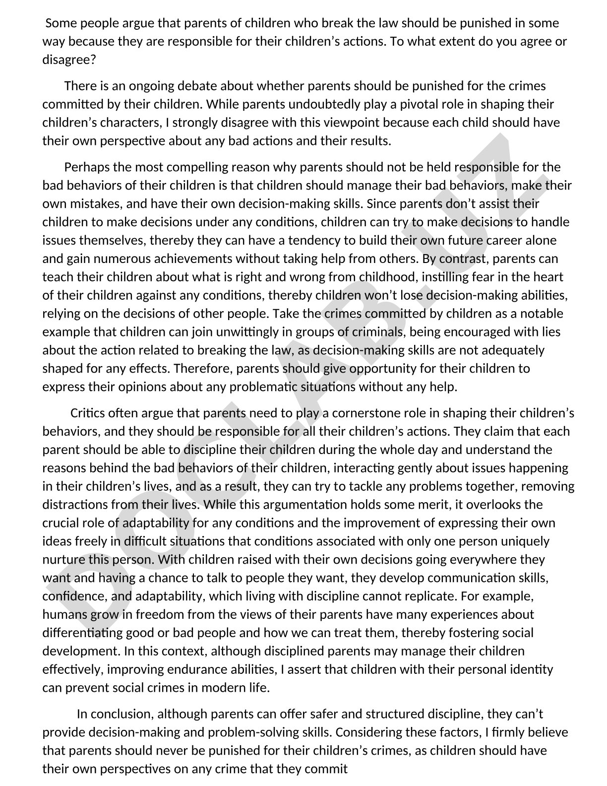 Parents' responsibility for children's crimes