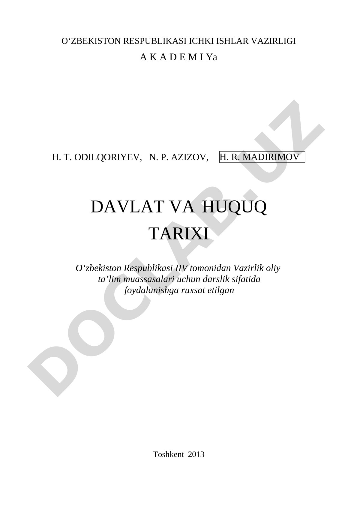 Davlat va huquq tarixi