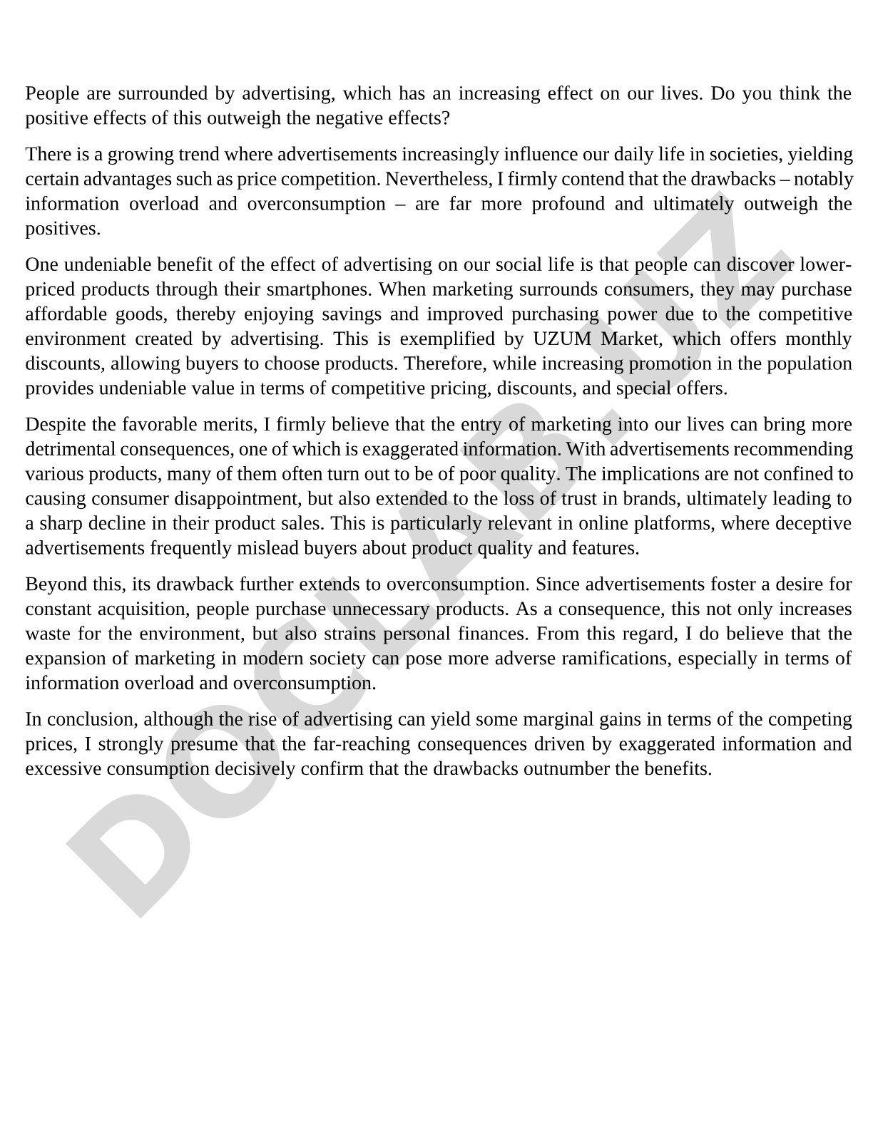 Effects of advertising on daily life