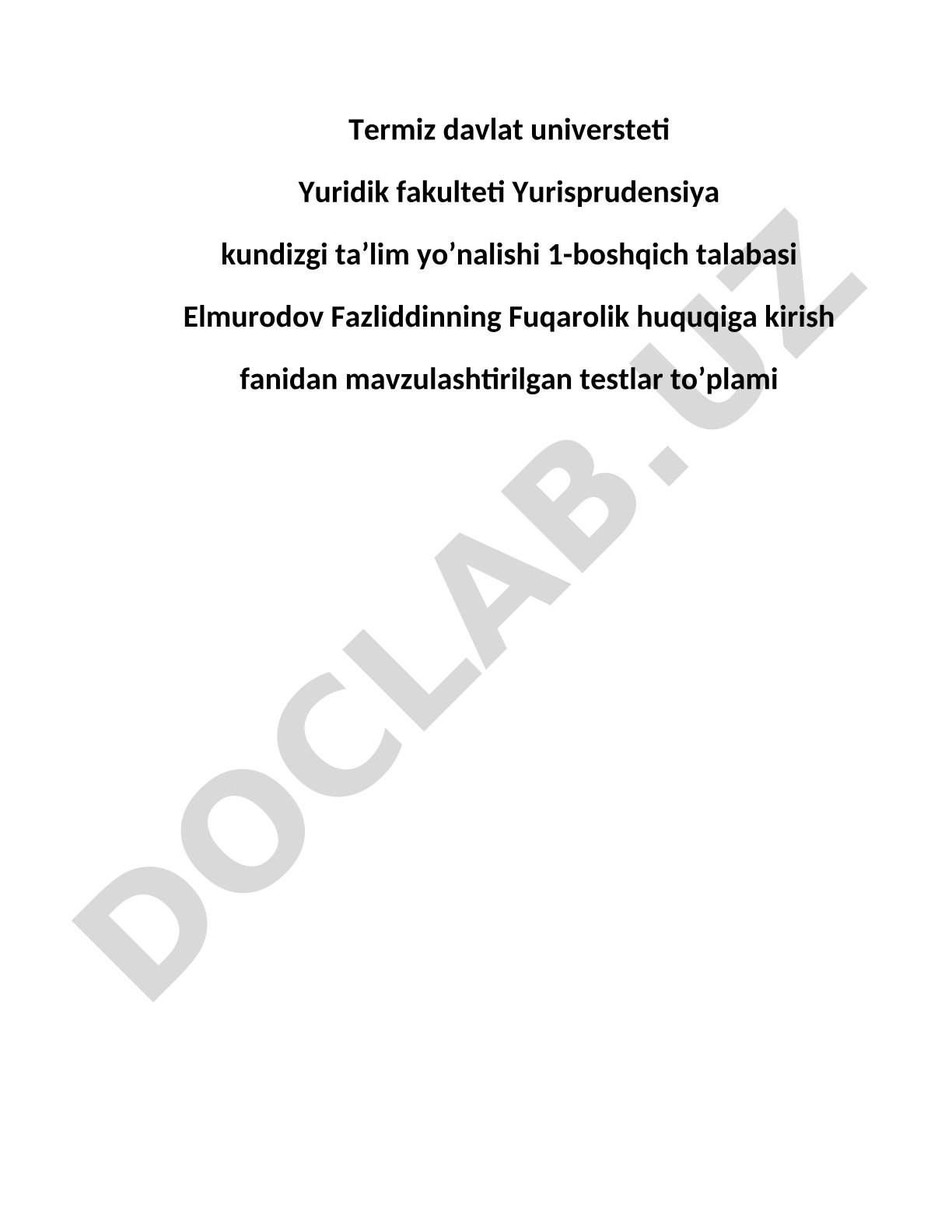 Fuqarolik huquqiga kirish fanining predmeti, tamoyillari va tizimlari
