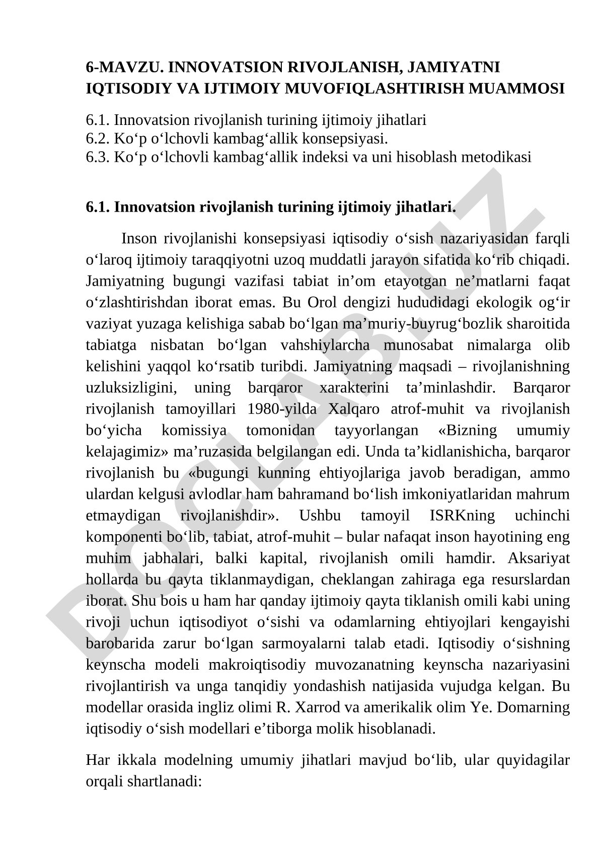 Innovatsion rivojlanish, jamiyatni iqtisodiy va ijtimoiy muvofiqlashtirish muammosi