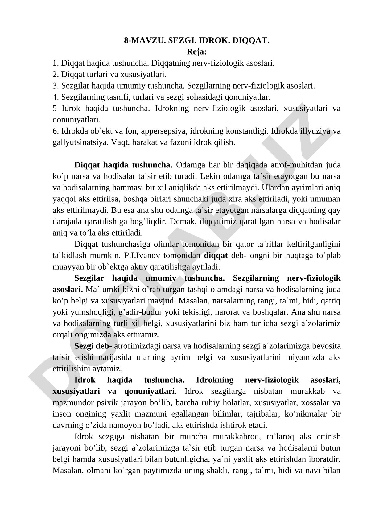 Sezgi, idrok, diqqat