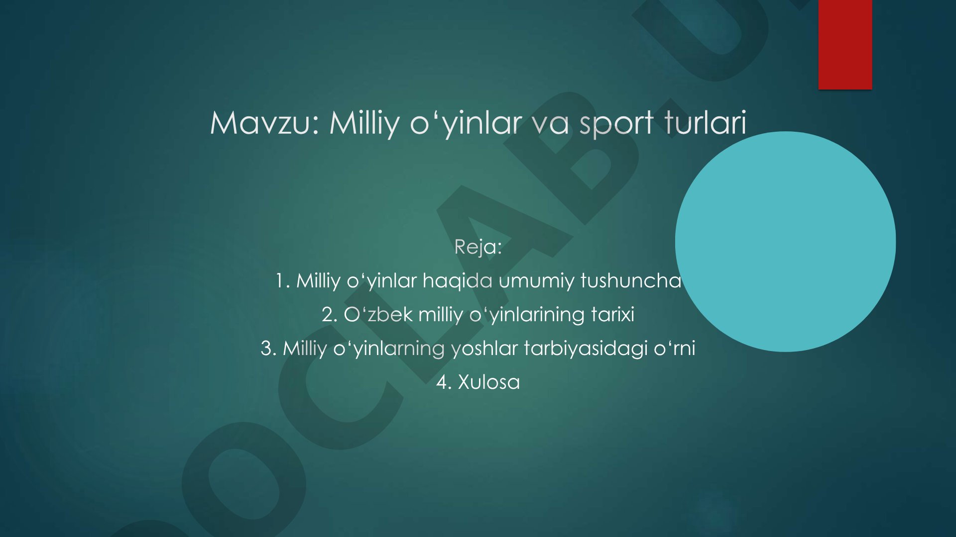 Milliy o‘yinlar va sport turlari
