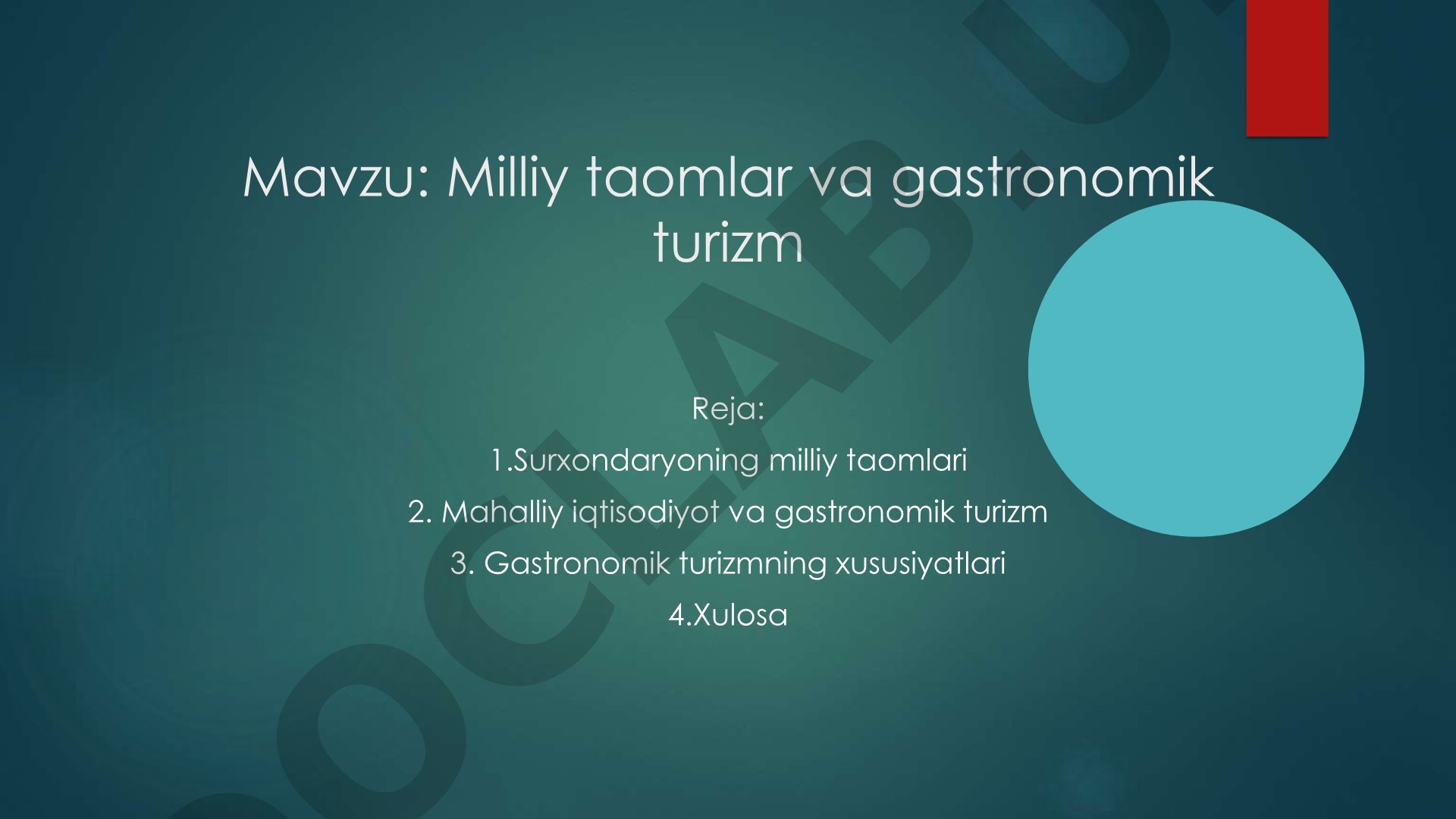 Milliy taomlar va gastronomik turizm
