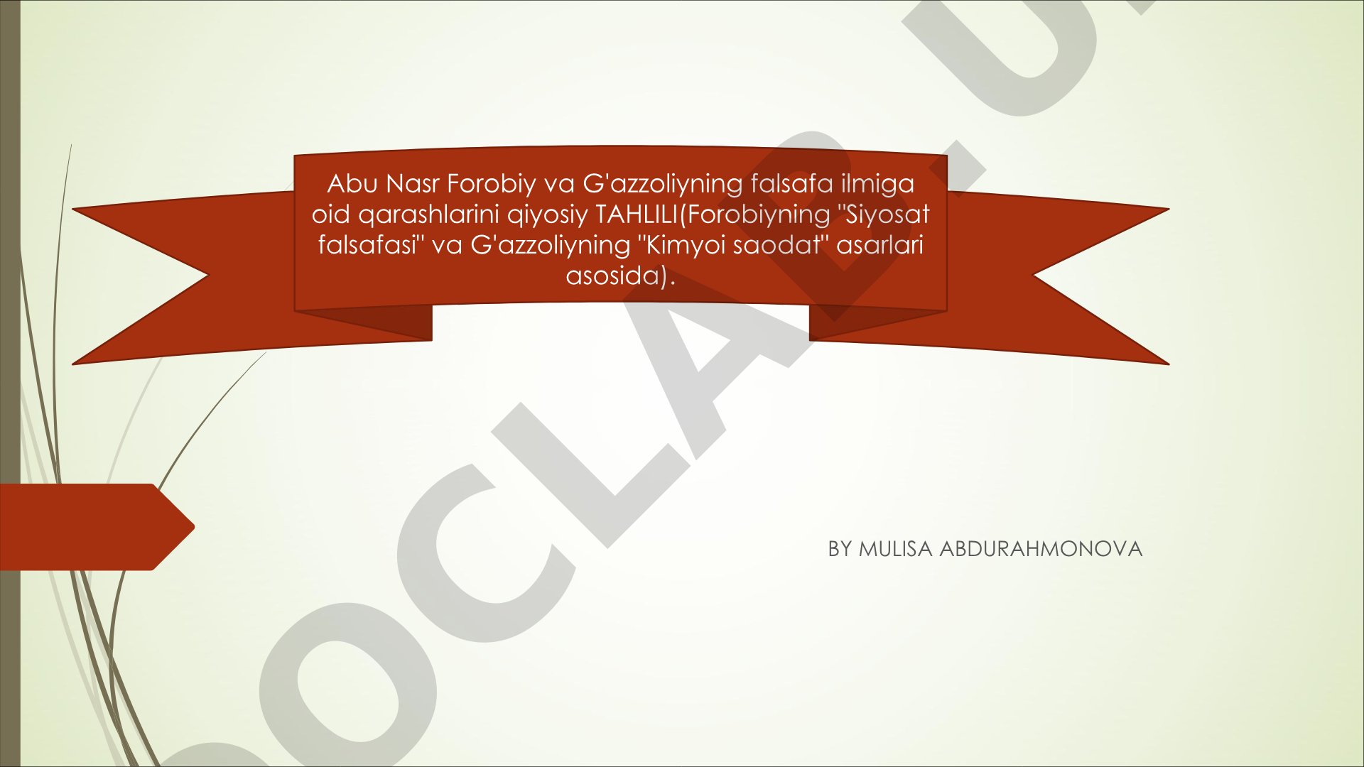 Abu Nasr Forobiy va G'azzoliyning falsafa ilmiga oid qarashlarini qiyosiy tahlili