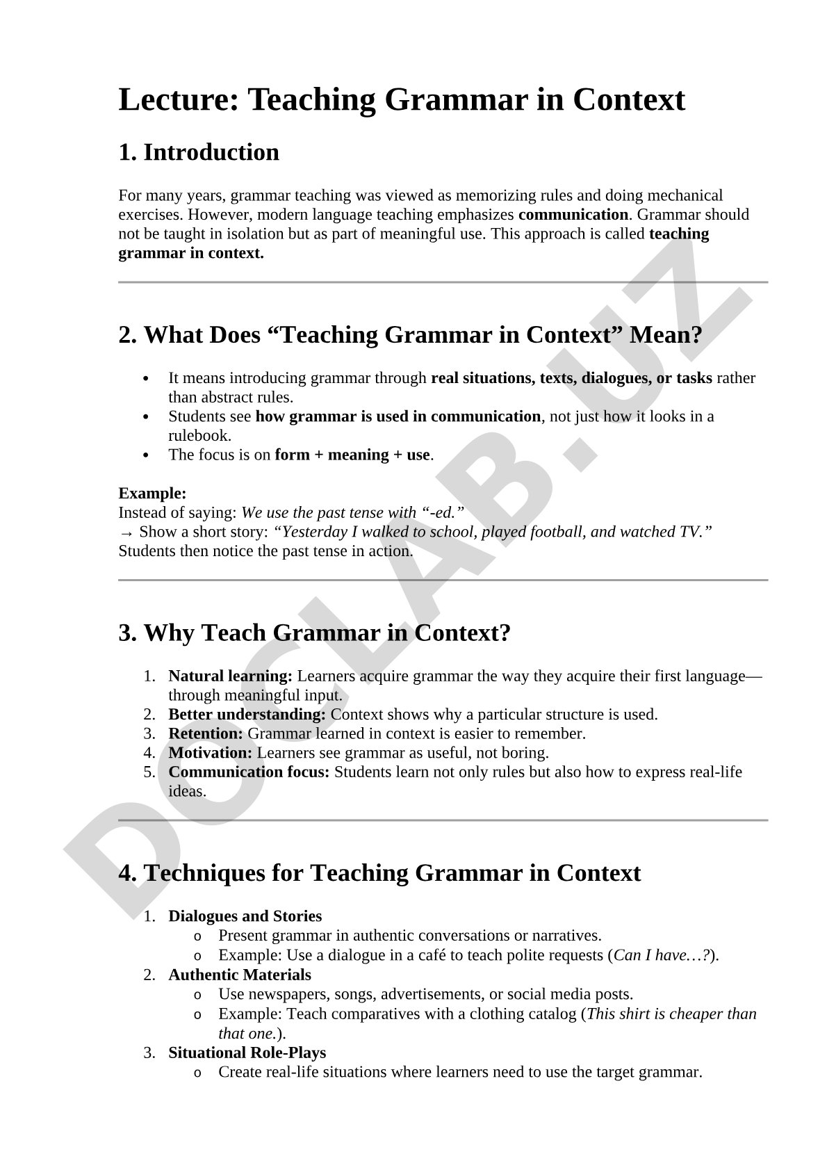 Teaching Grammar in Context