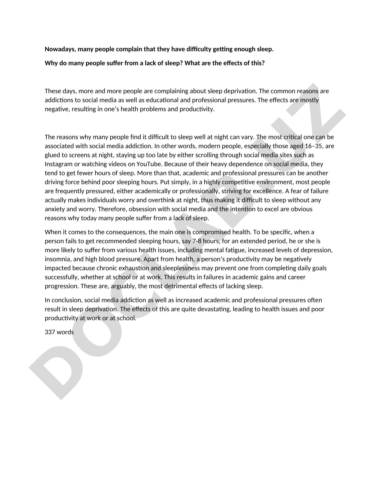 Sleep deprivation: causes and effects