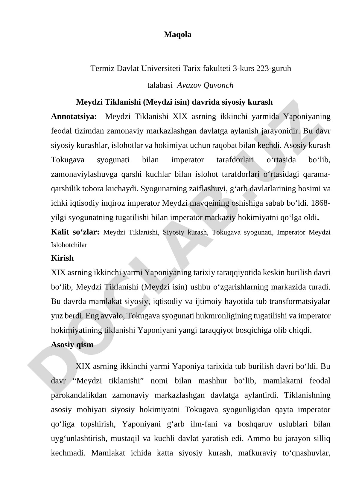 Meydzi Tiklanishi davrida siyosiy kurash