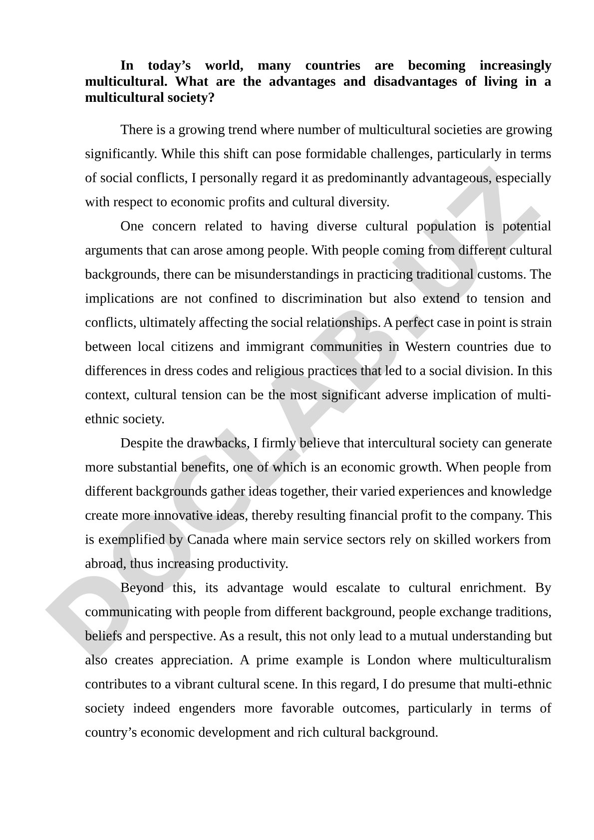 Advantages and disadvantages of living in a multicultural society