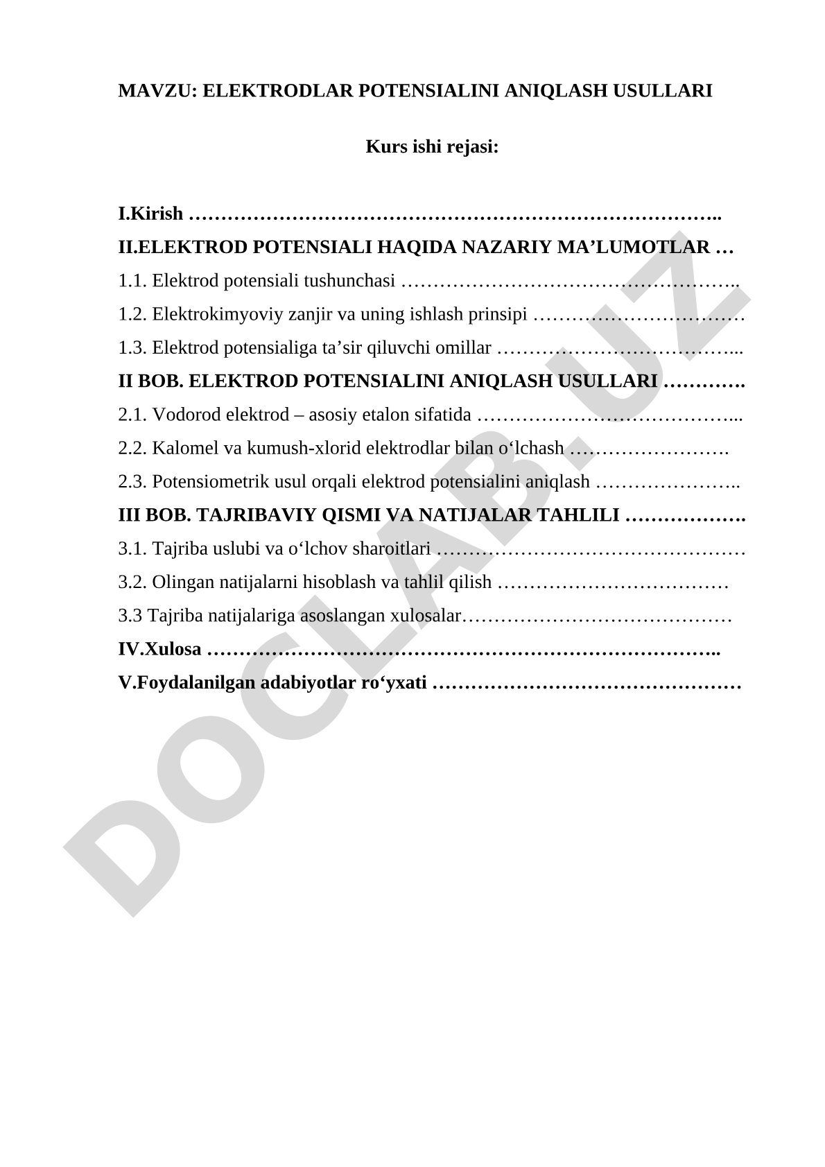 Elektrodlar potensialini aniqlash usullari