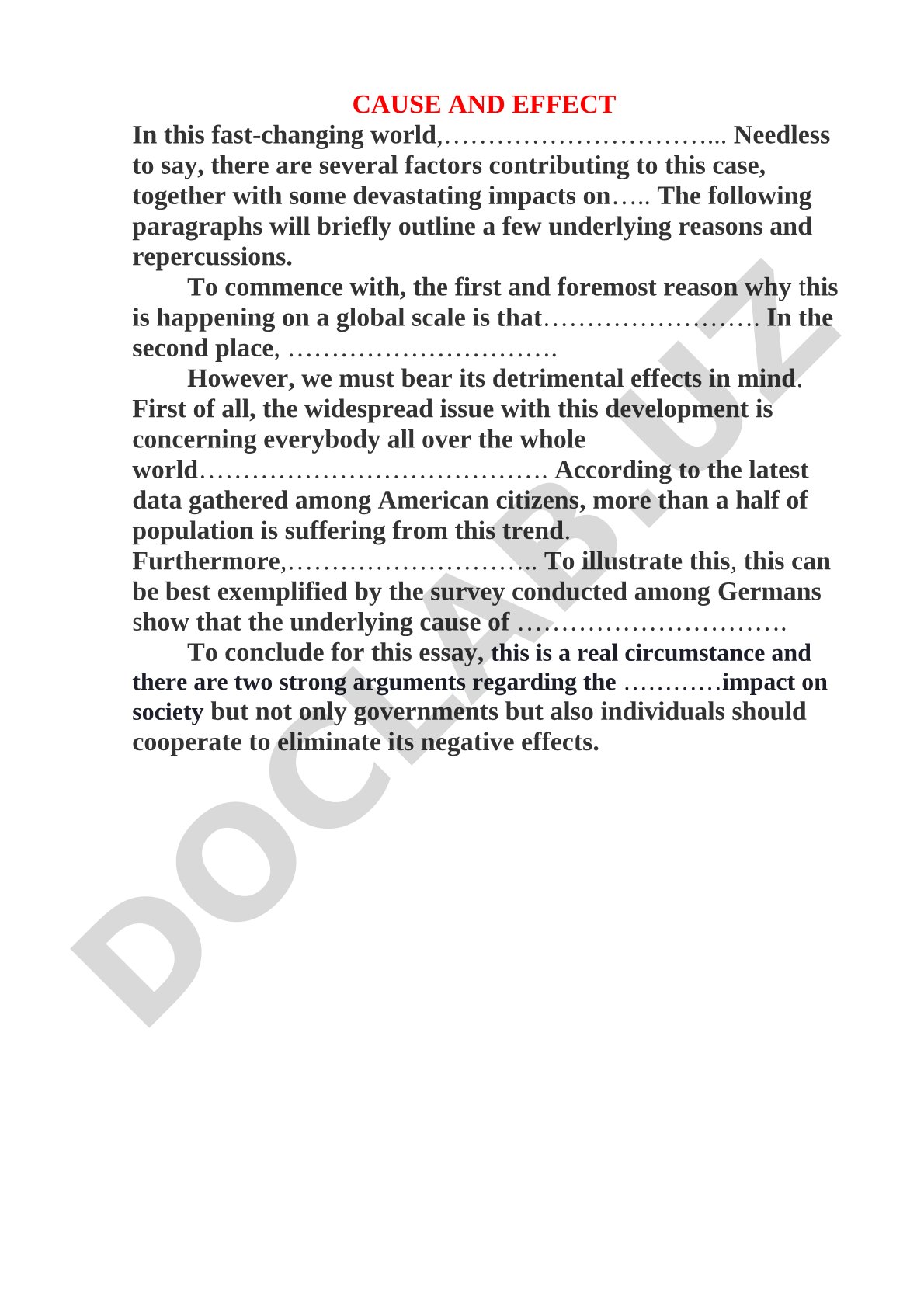 Cause and effect essay structure