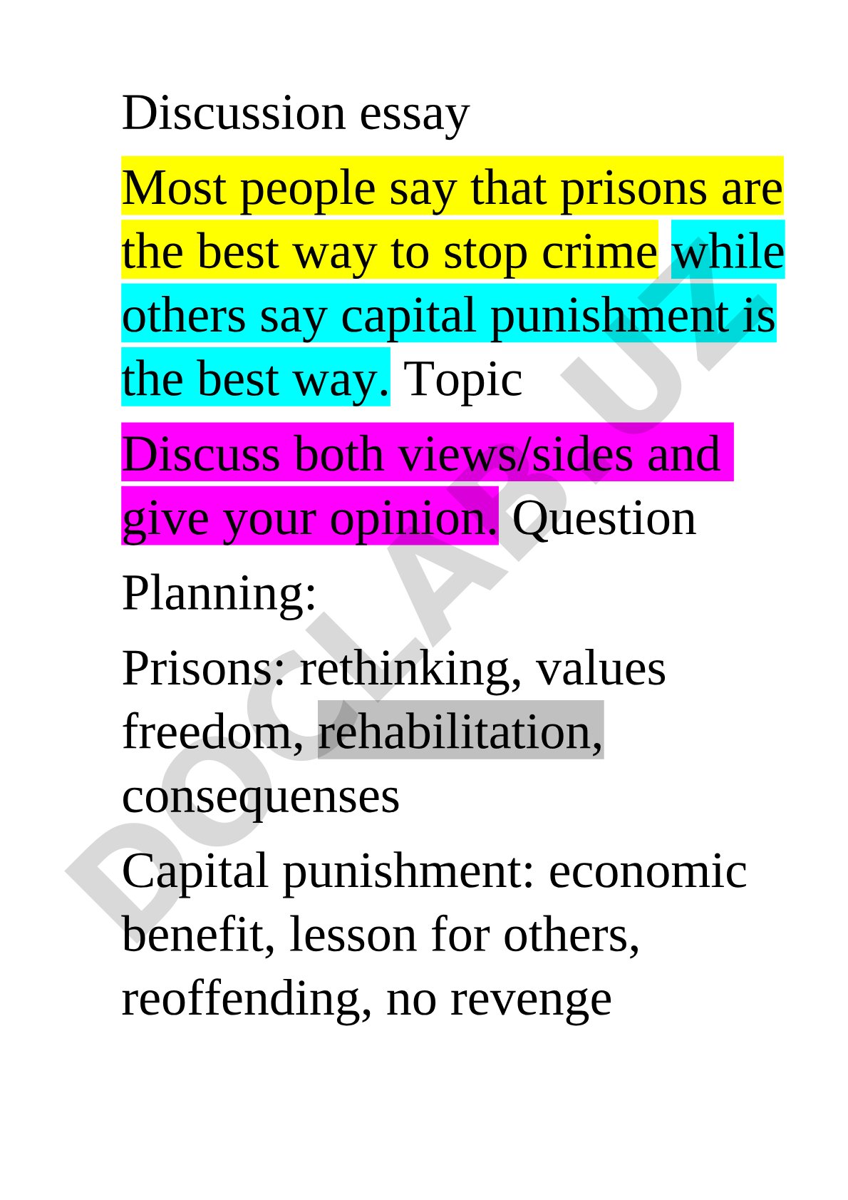 Discussion essay: Prisons vs capital punishment for crime reduction
