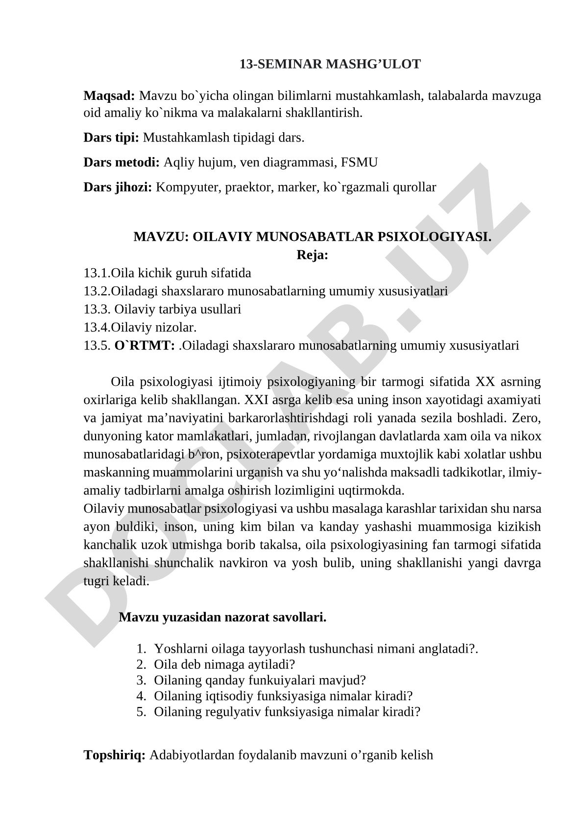 Oilaviy munosabatlar psixologiyasi