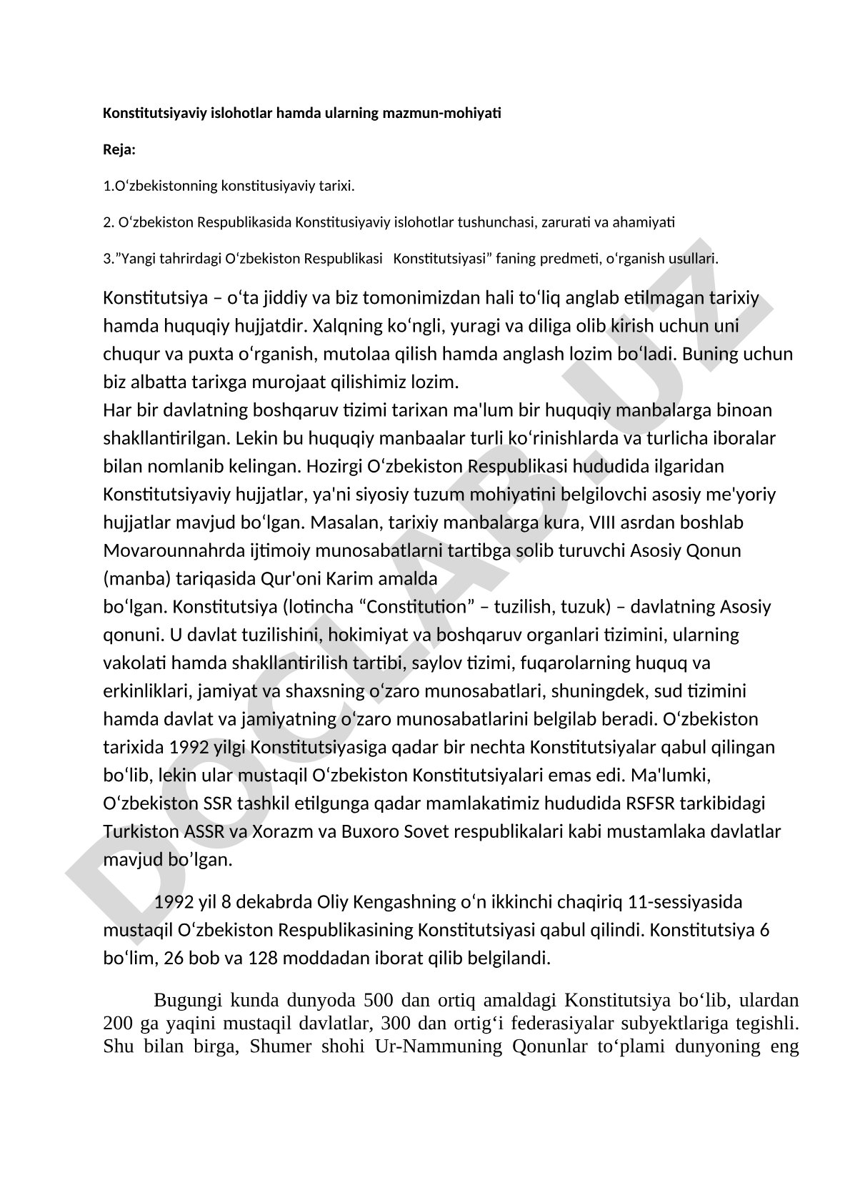 Konstitutsiyaviy islohotlar va ularning mazmun-mohiyati