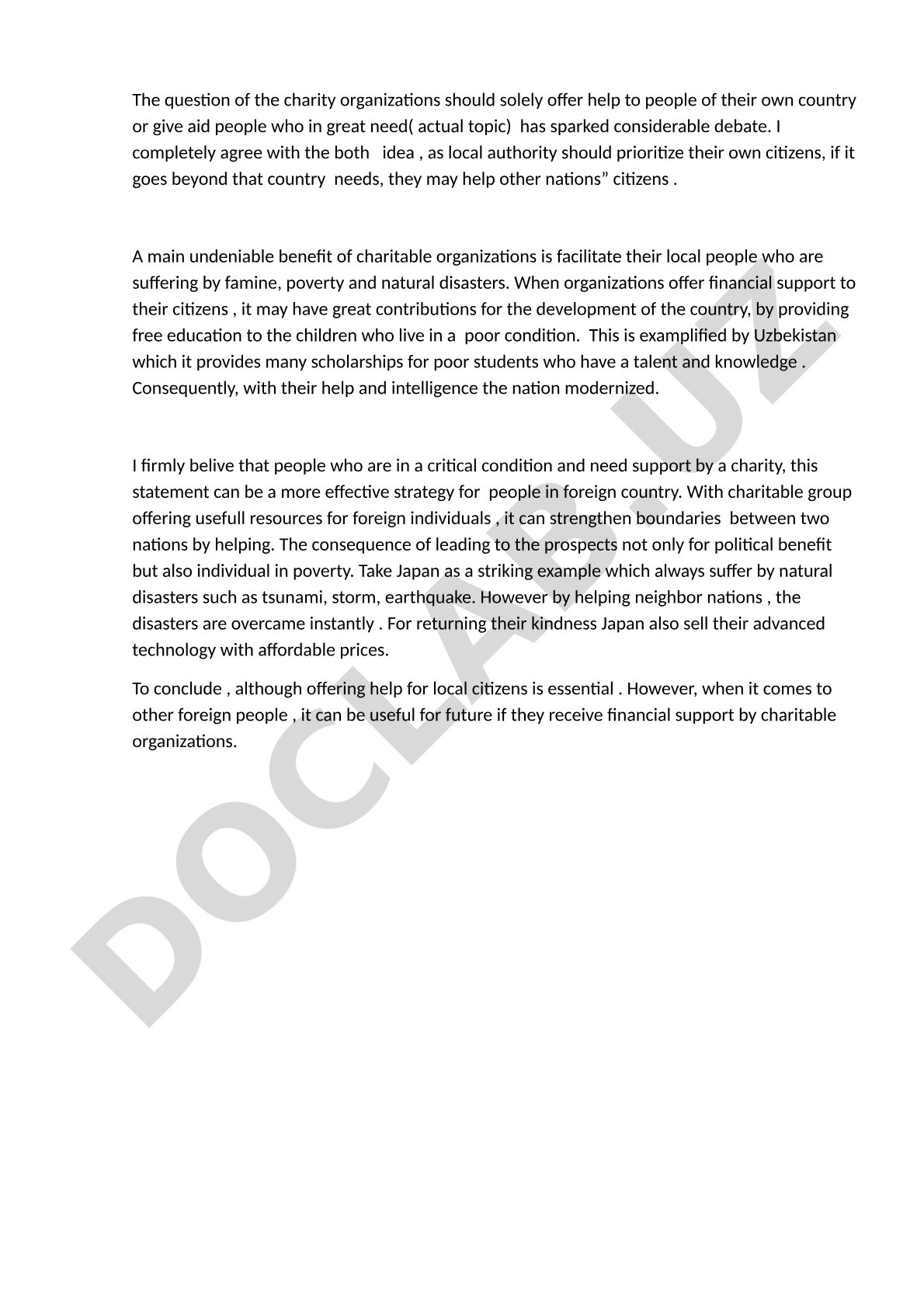 The role of charity organizations in providing aid to local and foreign people