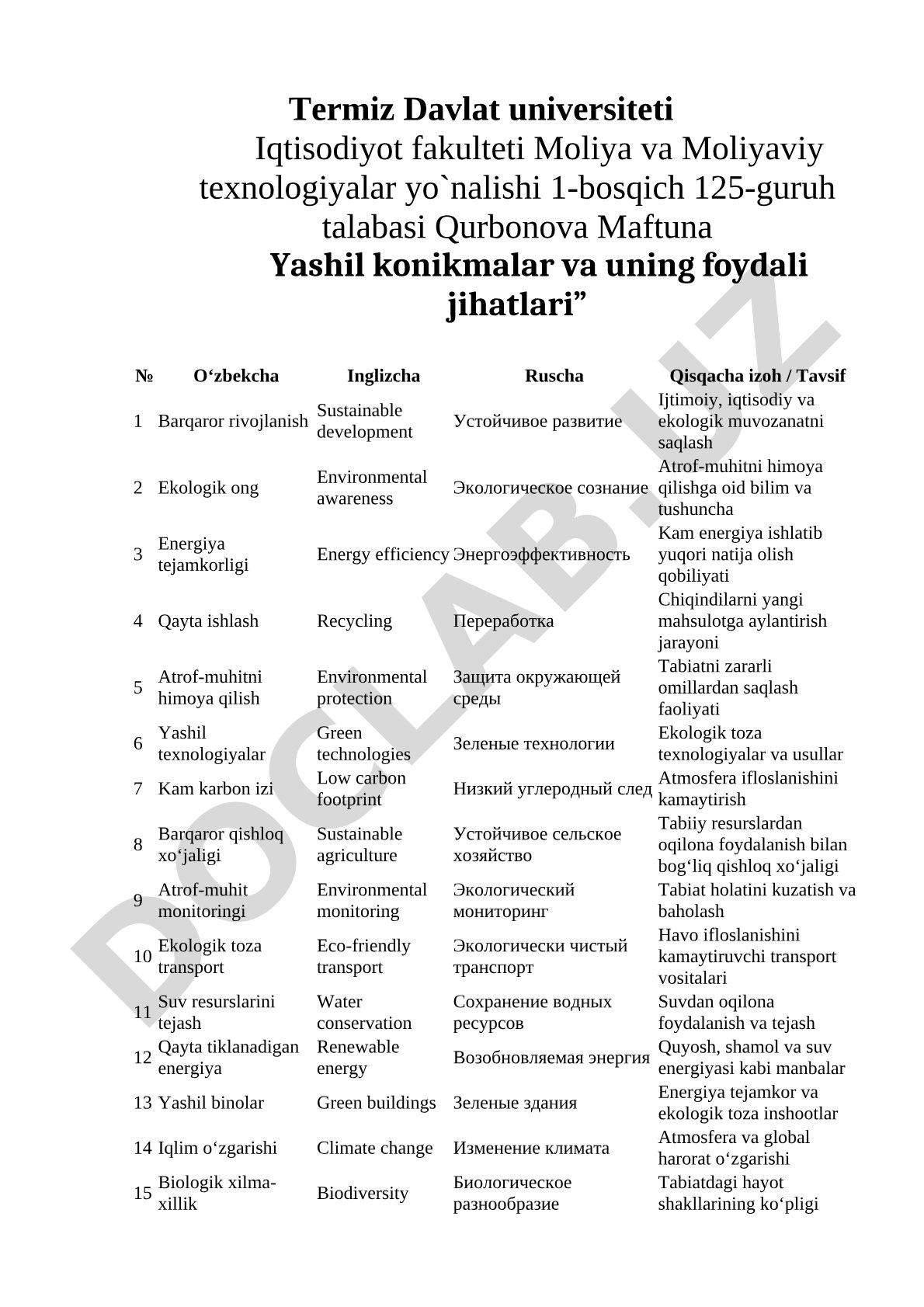 Yashil ko'nikmalar va uning foydali jihatlari