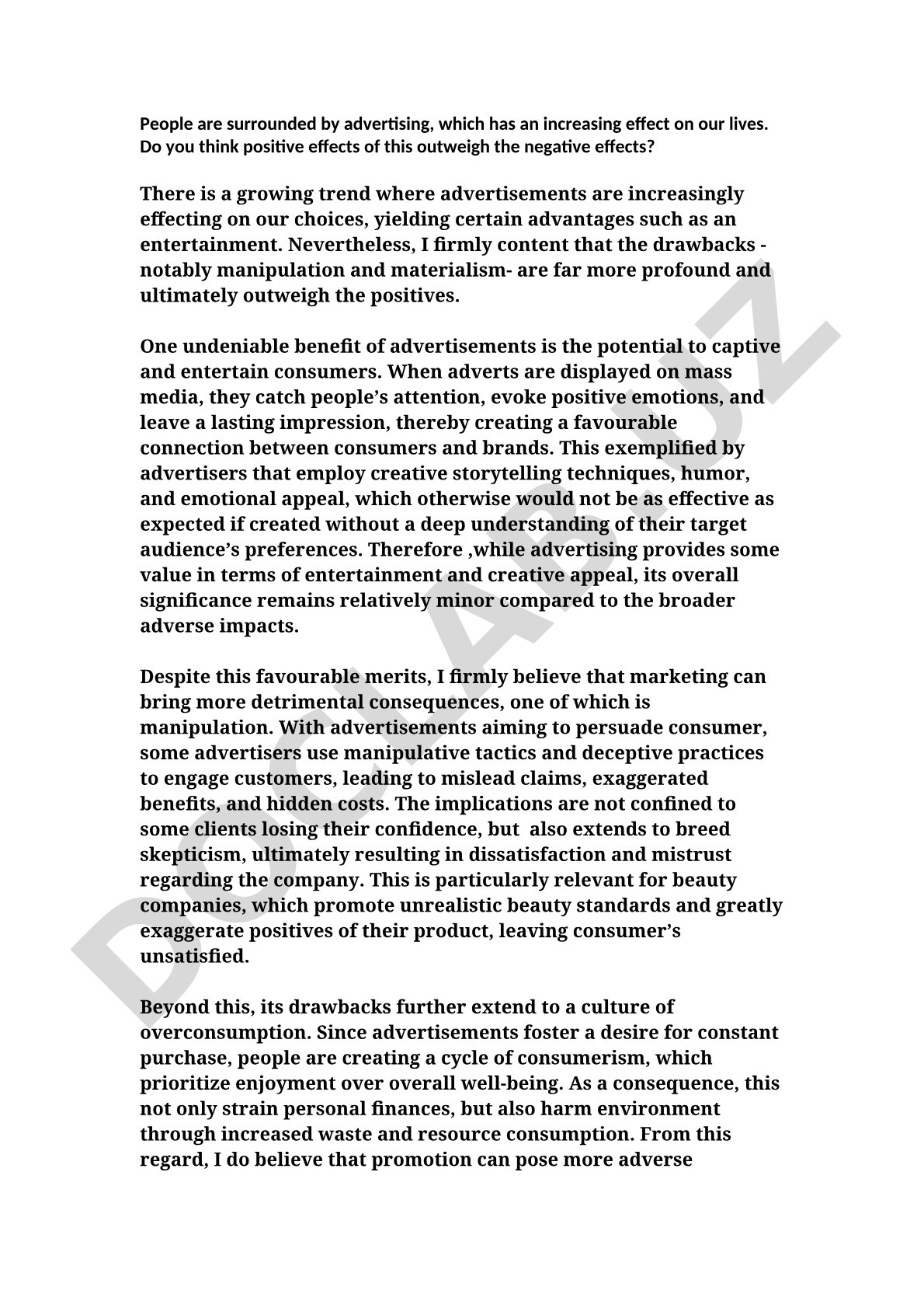 Effects of advertising on people's lives