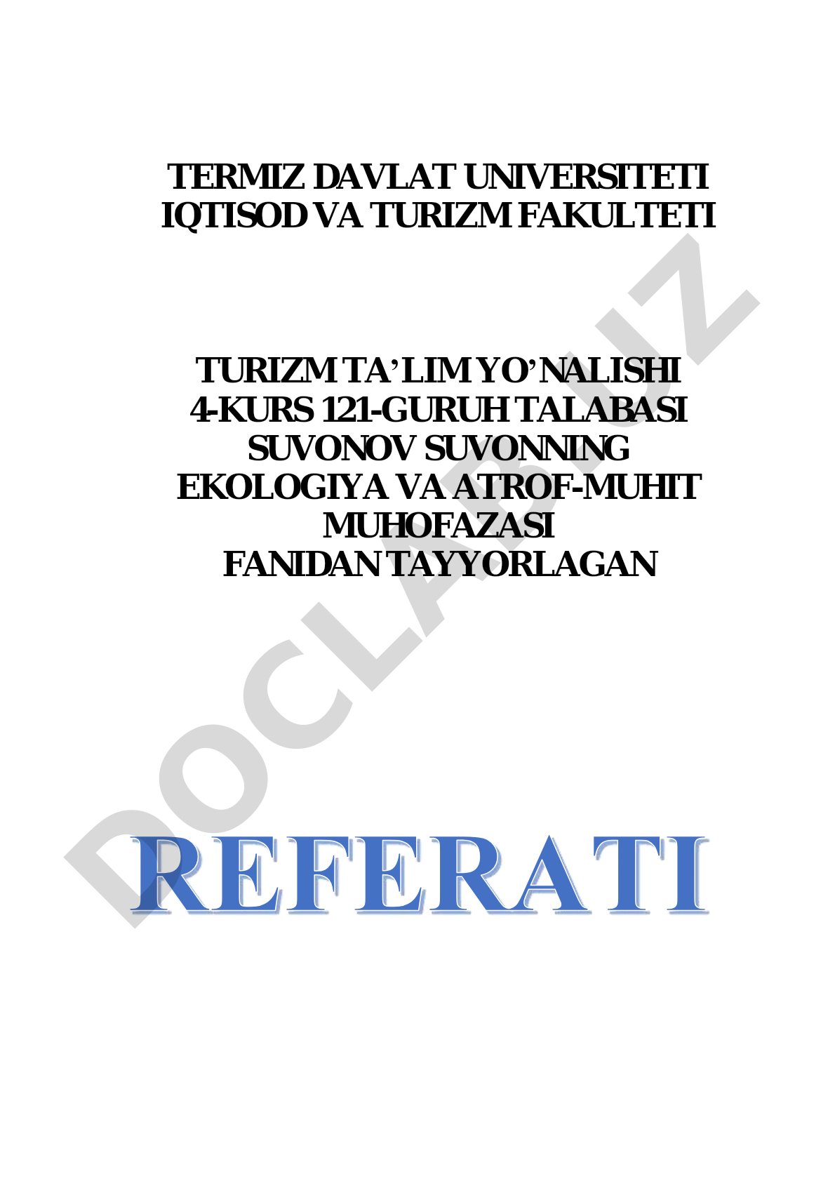 O'zbekiston florasi, faunasi va ularni muhofaza qilish