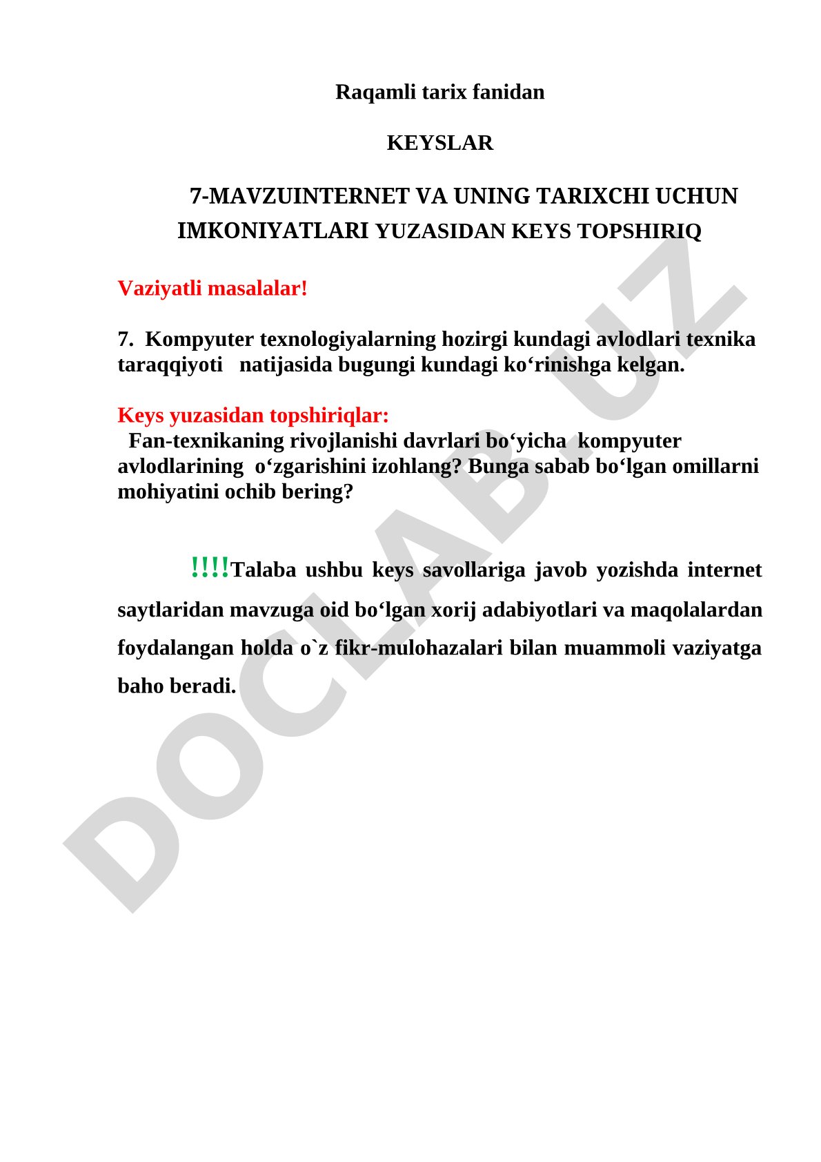 Internet va uning tarixchi uchun imkoniyatlari