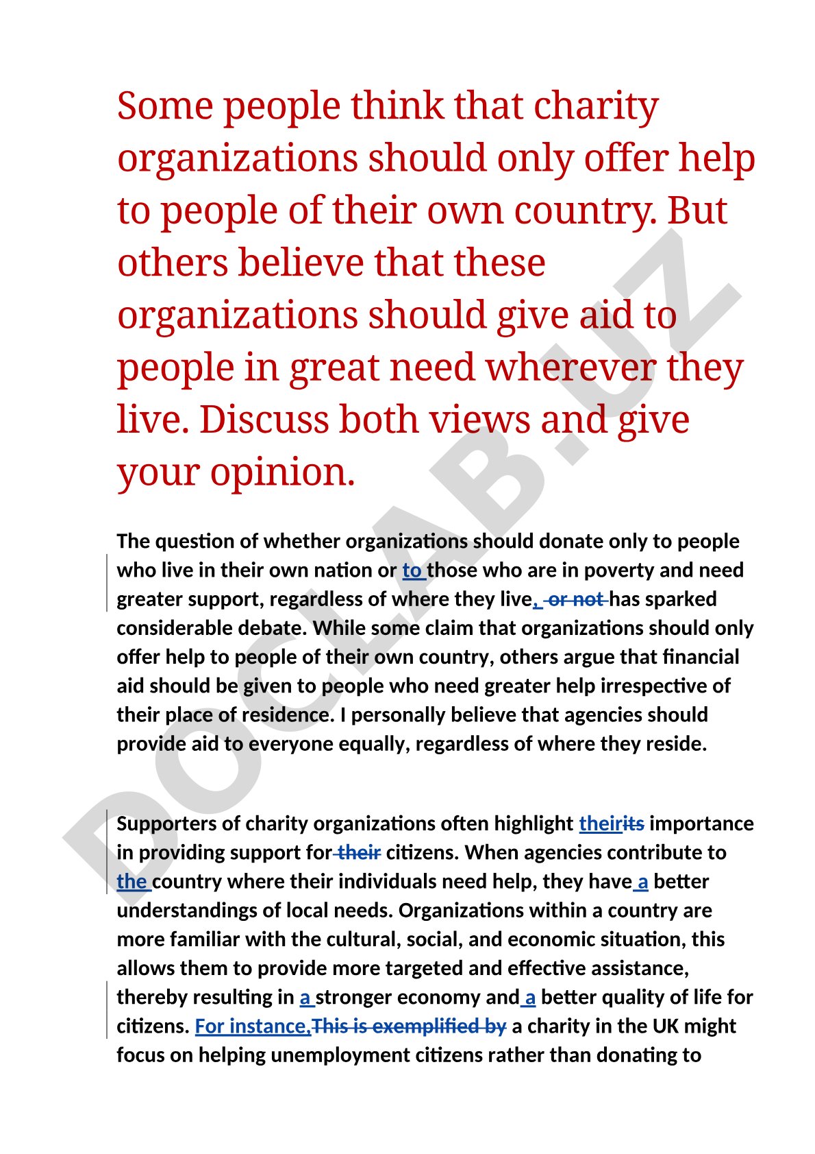 Charity organizations: domestic vs international aid