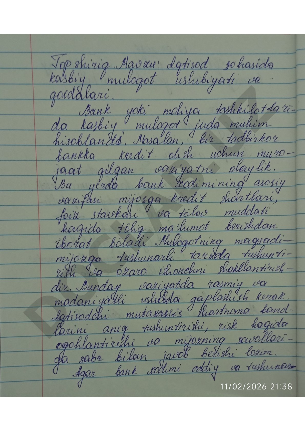 Iqtisodiyot sohasida 1-kurs ishi