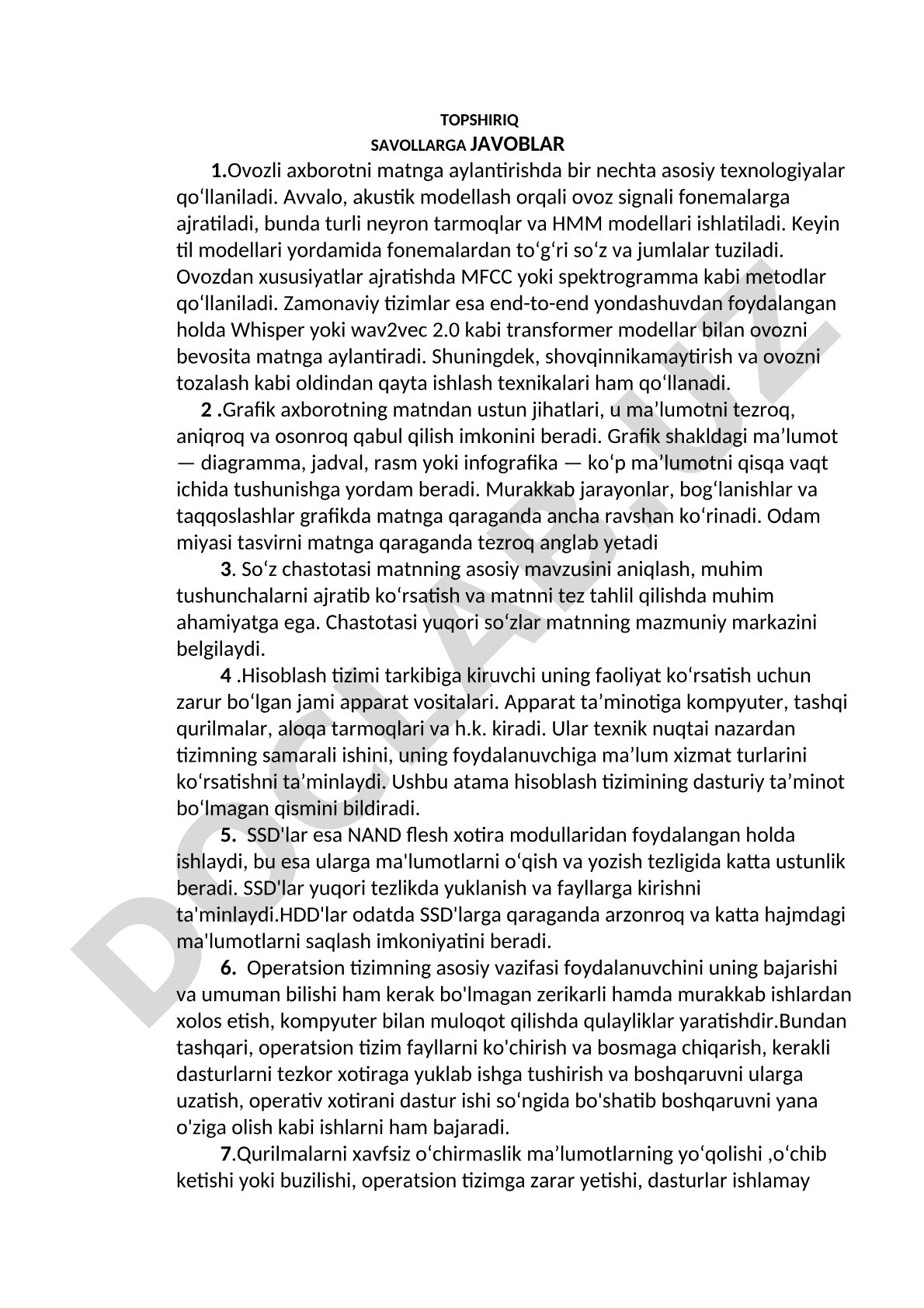 Ovozli axborotni matnga aylantirish texnologiyalari va grafik axborotning afzalliklari