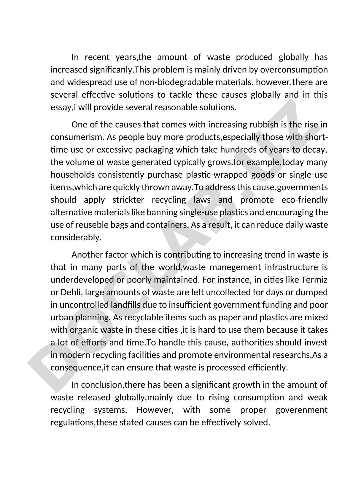 Global waste increase causes and solutions