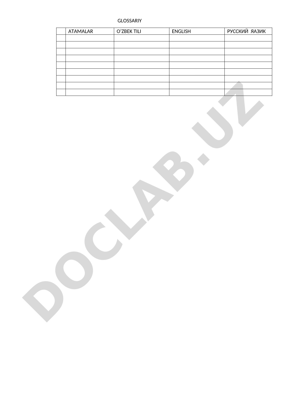 Atamalar o'zbek tili english rus tili