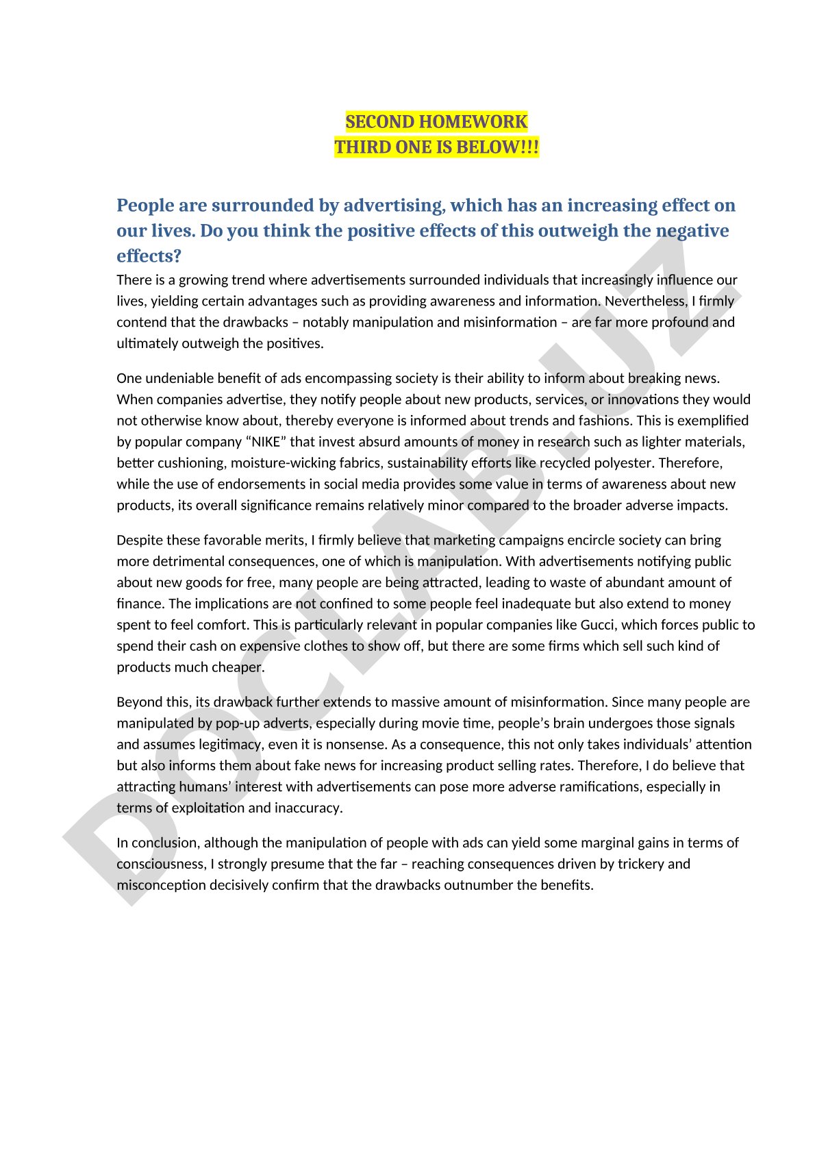 Effects of advertising on people's lives