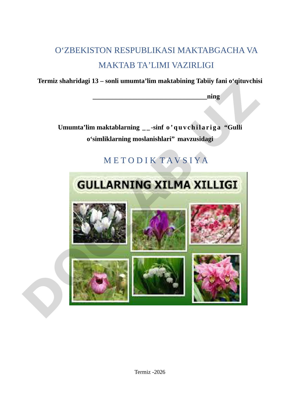 Gulli o'simliklarning moslanishlari